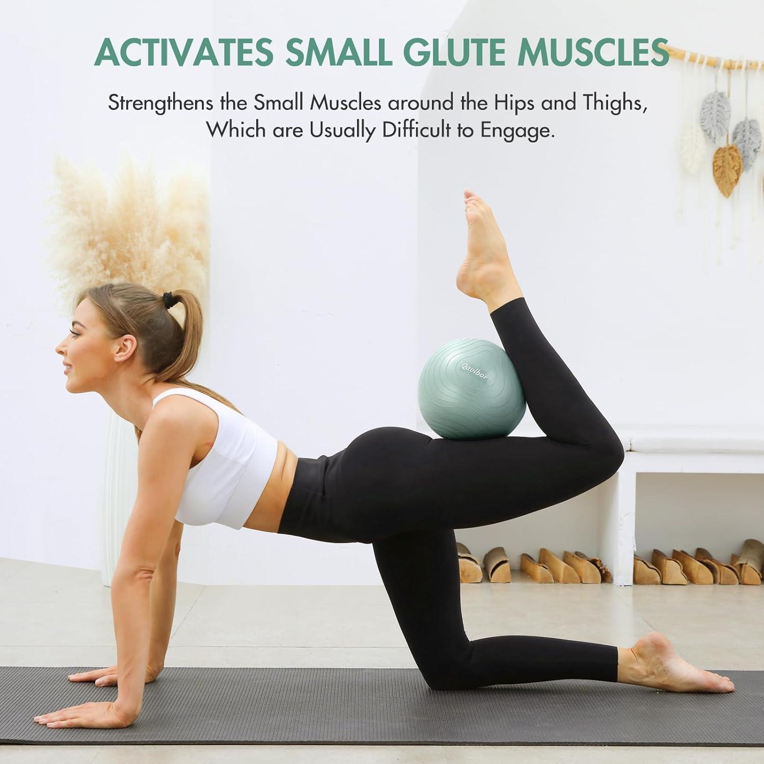 Pelota de Pilates Qavlbor 22.86 cm Verde para Yoga y Ejercicio