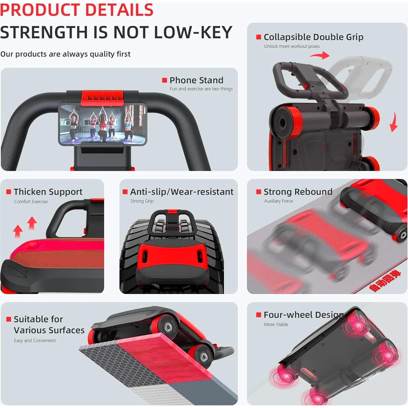 Rueda Abdominal FIAMEARMOR 4 Ruedas con Soporte para Codos