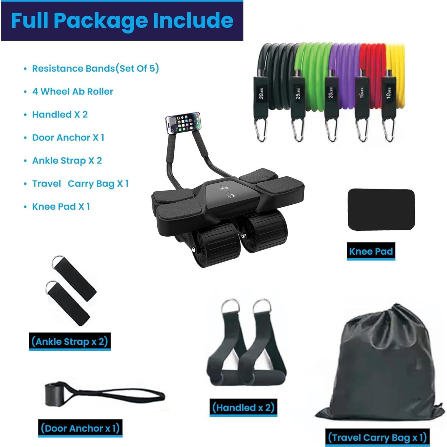 Rodillo Abdominal Royal Blaze 4 Ruedas con Soporte para Codos