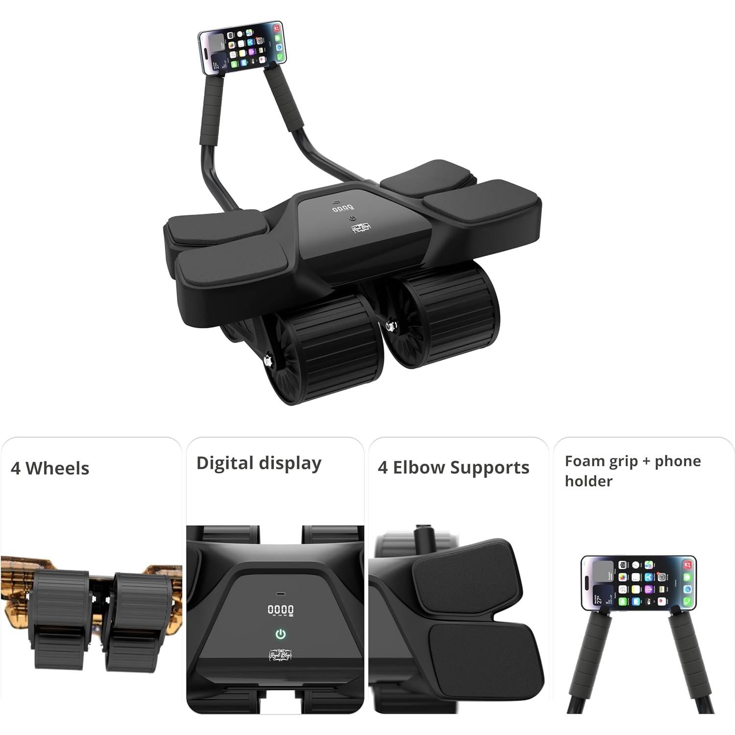 Rodillo Abdominal Royal Blaze con Rebote Automático y Antideslizante