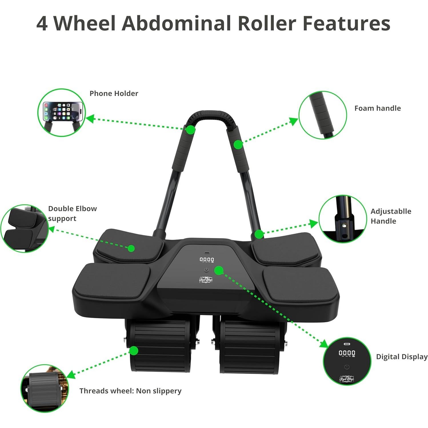 Rodillo Abdominal Royal Blaze con Rebote Automático y Antideslizante