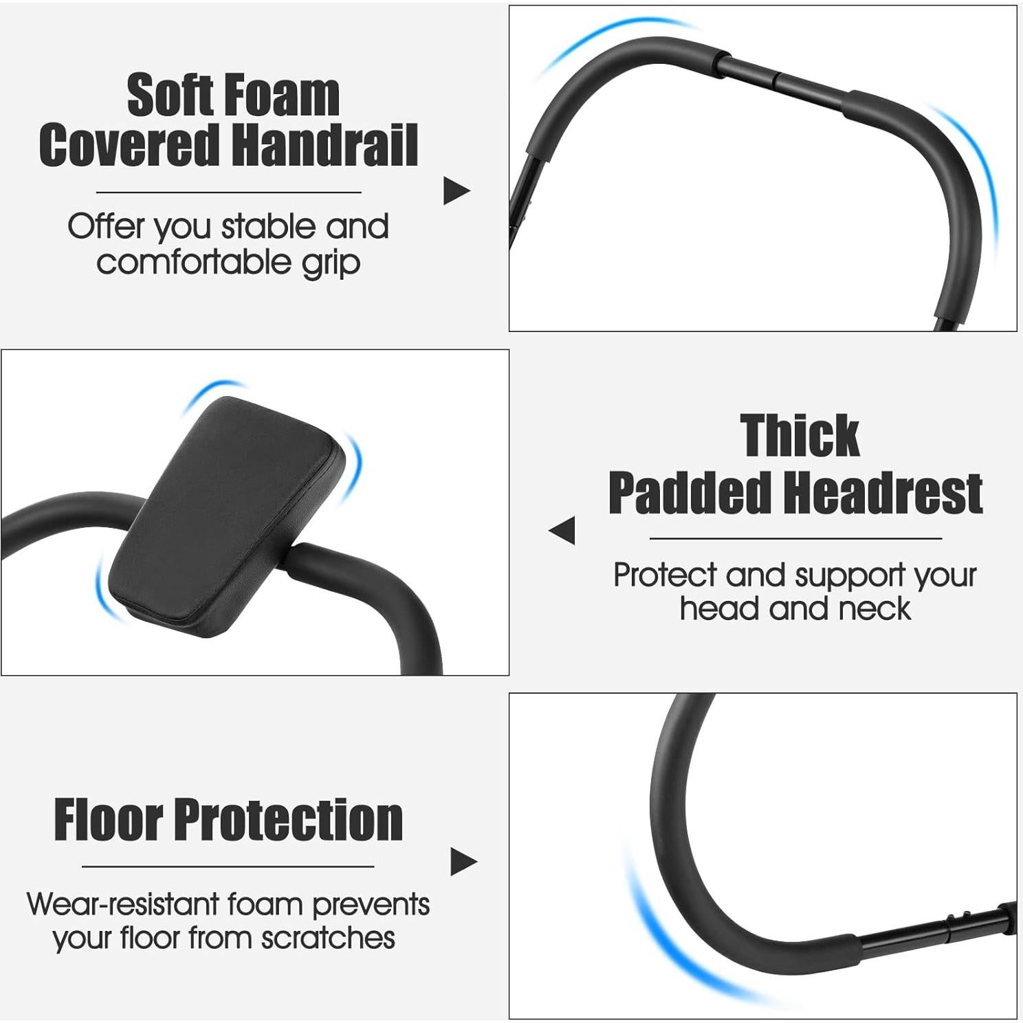 Ab Cruncher GYMAX con Reposacabezas Acolchado - Entrenador Fitness