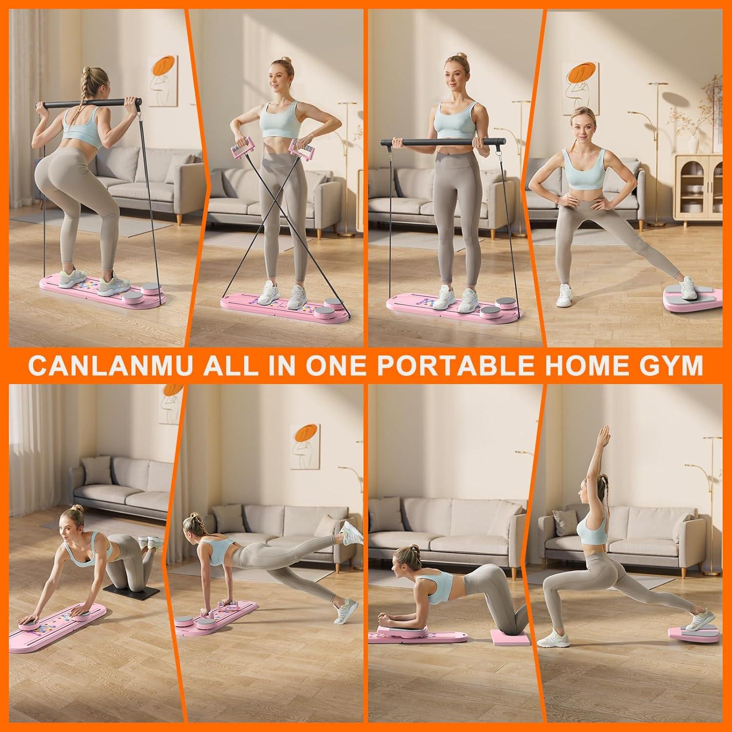 Tabla de Pilates Canlanmu Plegable Rosa Multifuncional 150kg