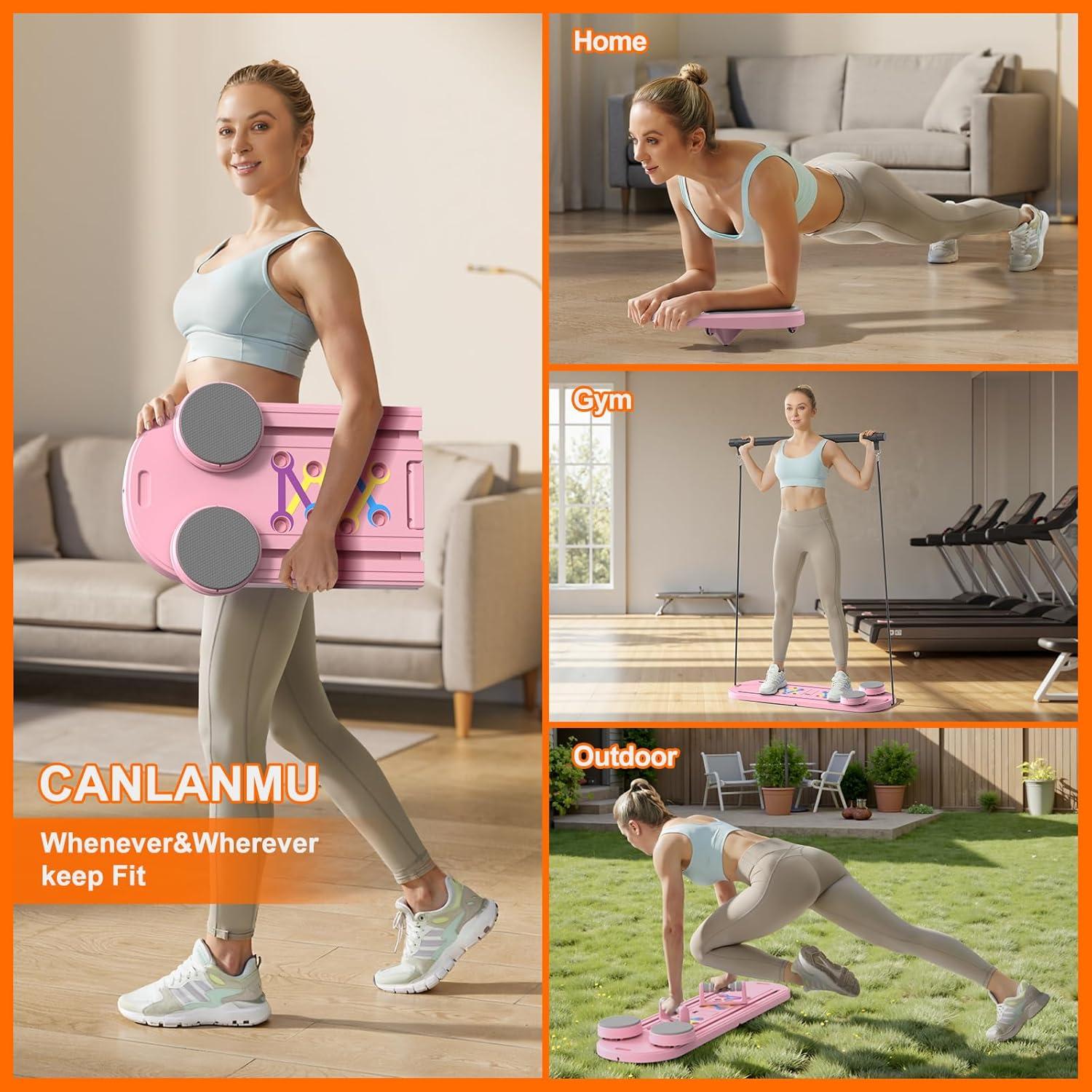 Tabla de Pilates Canlanmu Plegable Rosa Multifuncional 150kg