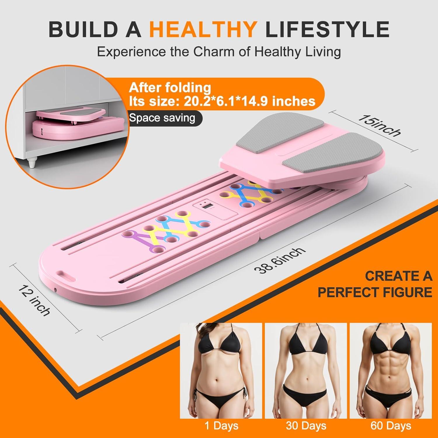 Tabla de Pilates Canlanmu Plegable Rosa Multifuncional 150kg