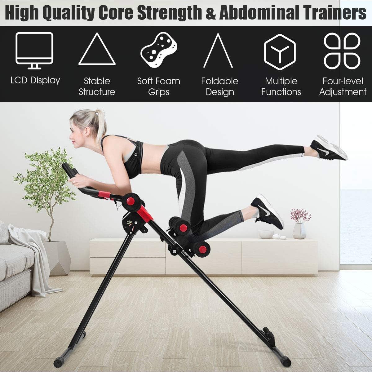 Entrenador Abdominal Plegable Goplus con Pantalla LCD 99.8 kg