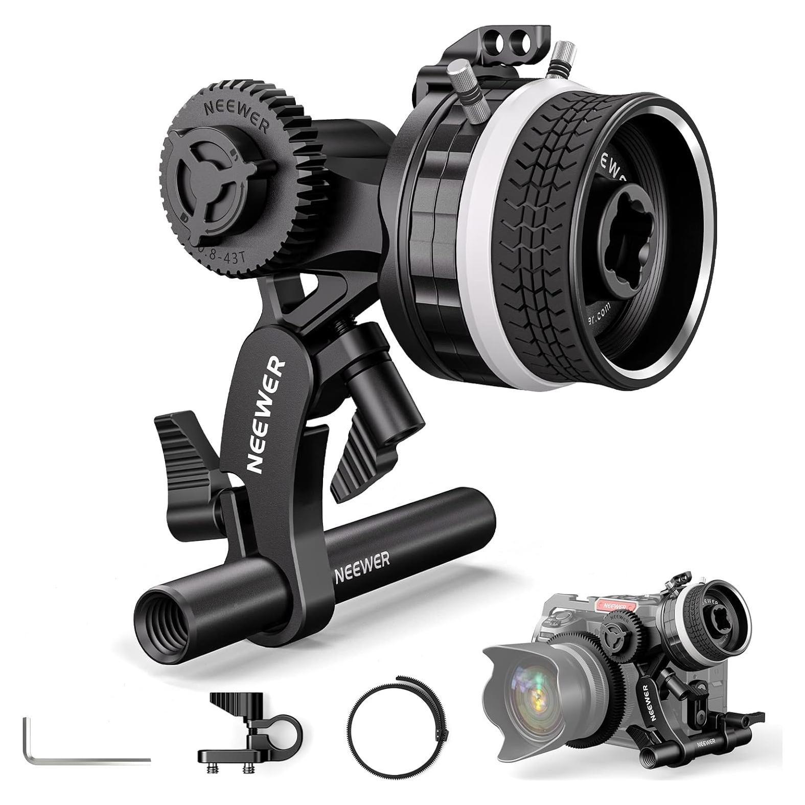 NEEWER Mini Follow Focus PG003 con paradas A/B y soporte 15mm