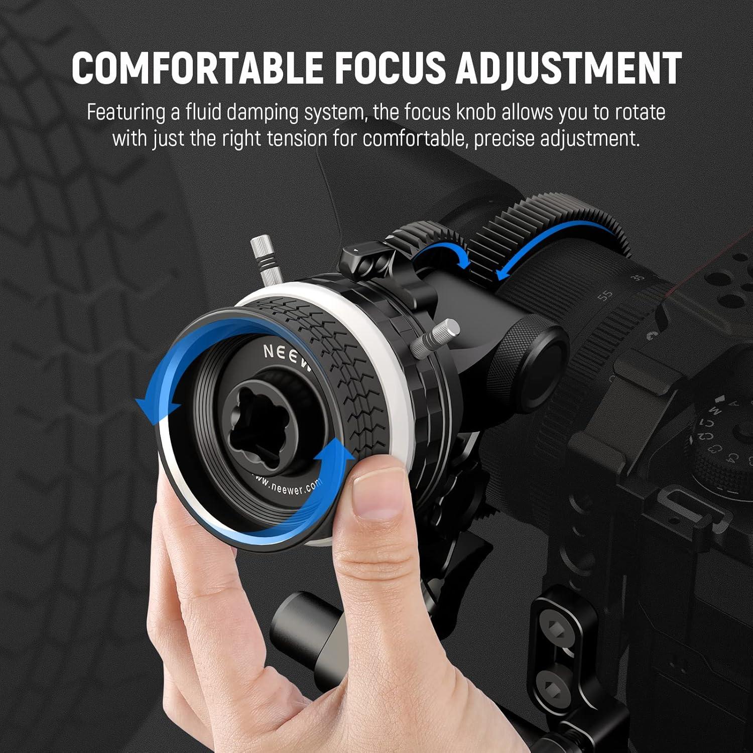 NEEWER Mini Follow Focus PG003 con paradas A/B y soporte 15mm