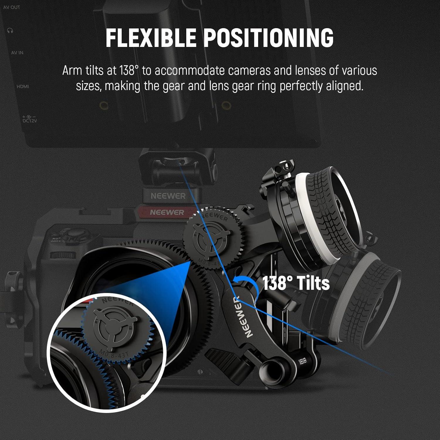 NEEWER Mini Follow Focus PG003 con paradas A/B y soporte 15mm