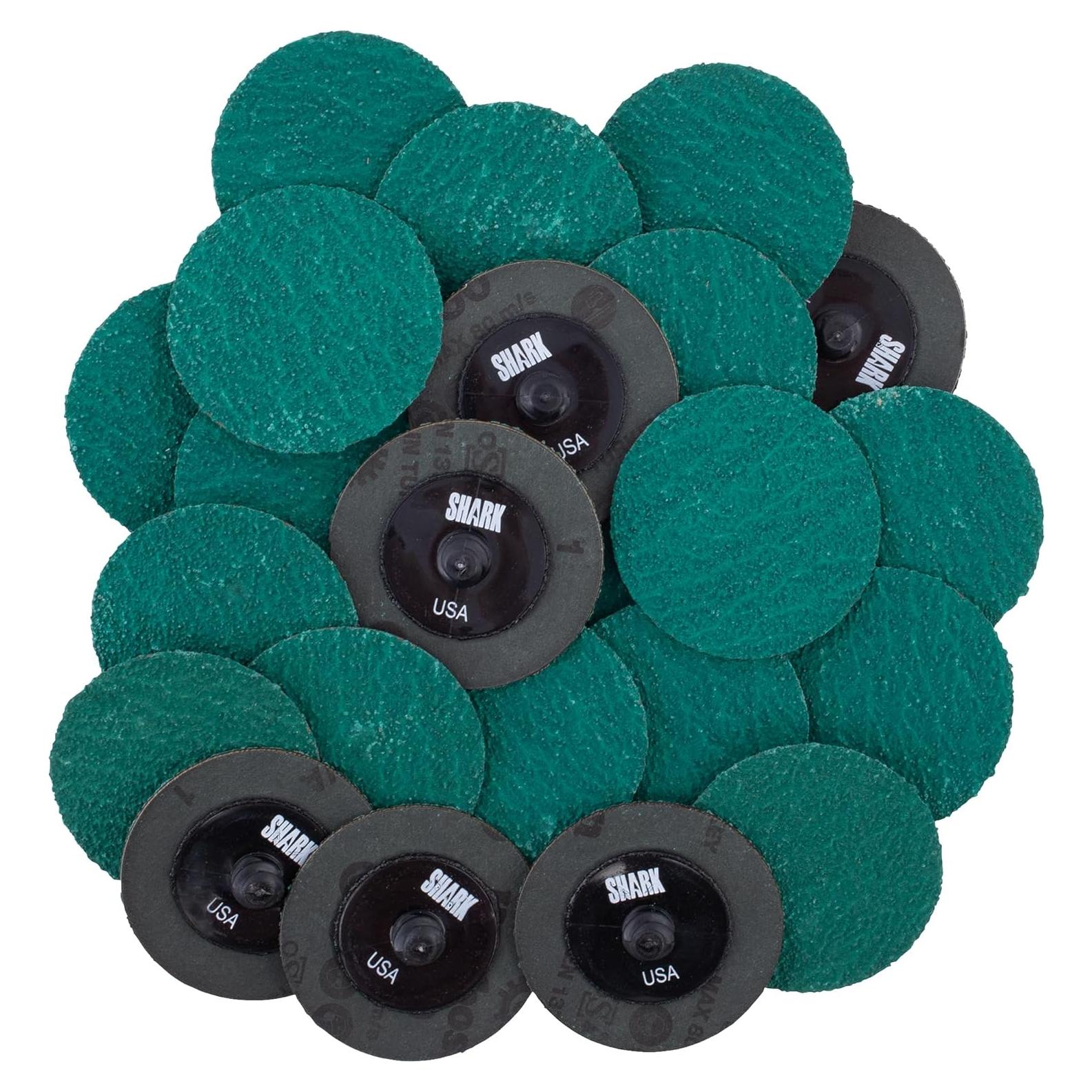 Discos de Pulido Mini Zirconia Verde Shark 80 Grit 5.08 cm - 25 Unidades