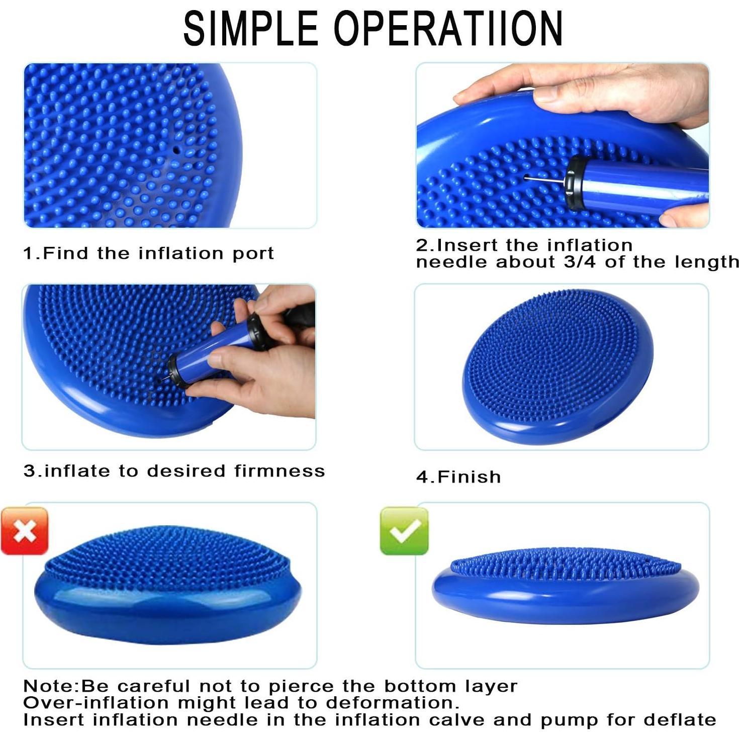 Cojín Inestable Nvzi 34cm con Pelota de Masaje y Bomba