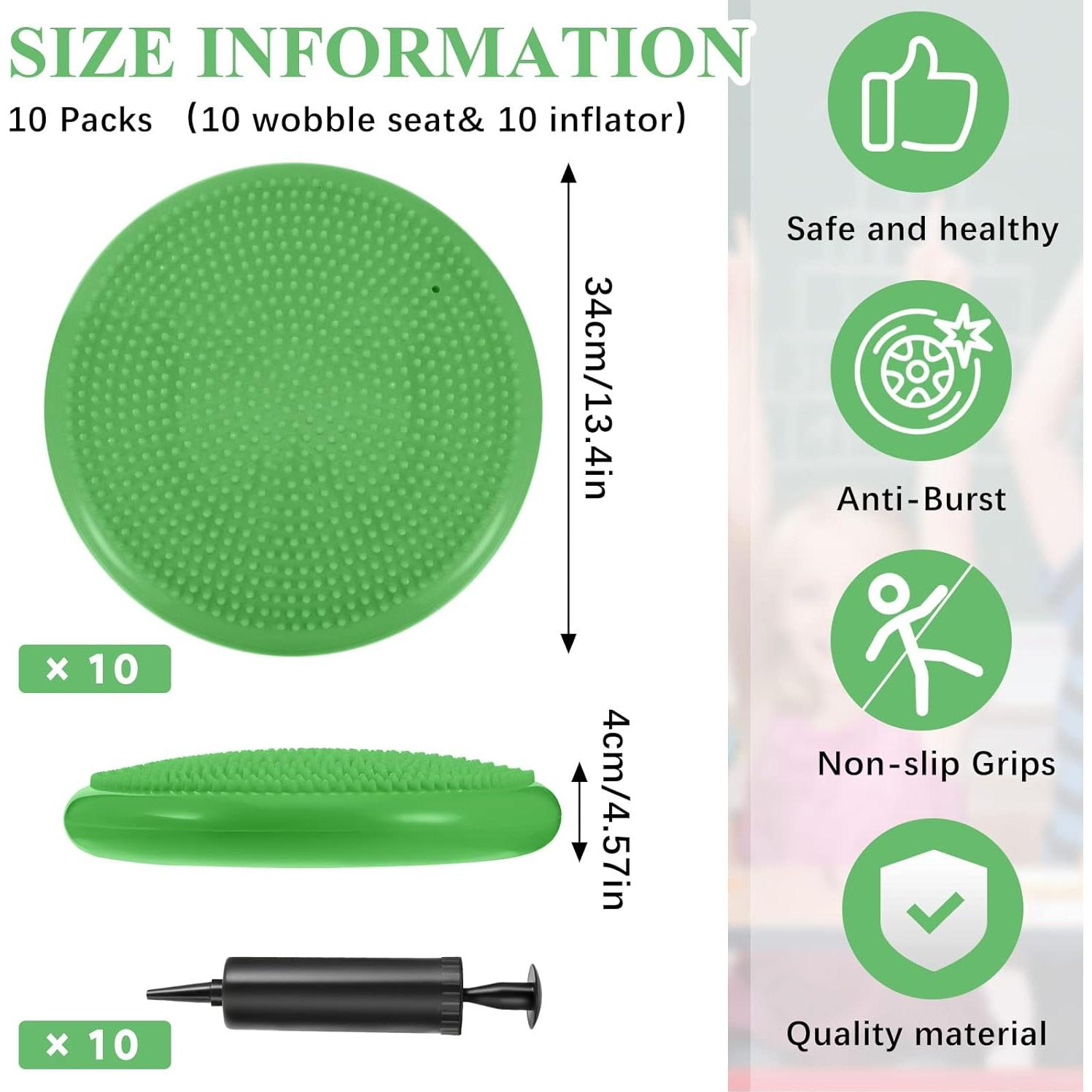 10 Cojines Inestables Amylove para Niños 34 cm Verde