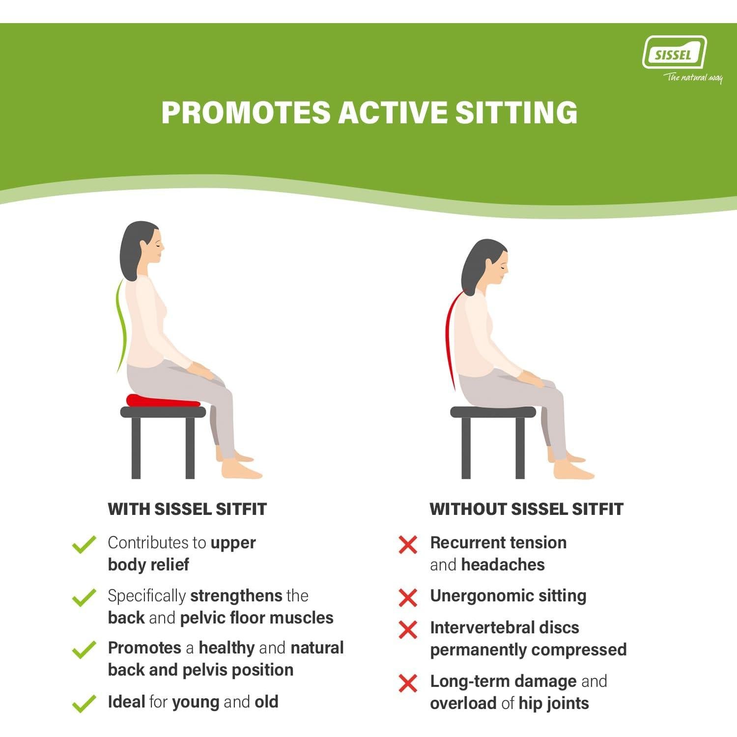 Cojín de Asiento Activo Sissel SitFit Plus Rojo 36.83 cm