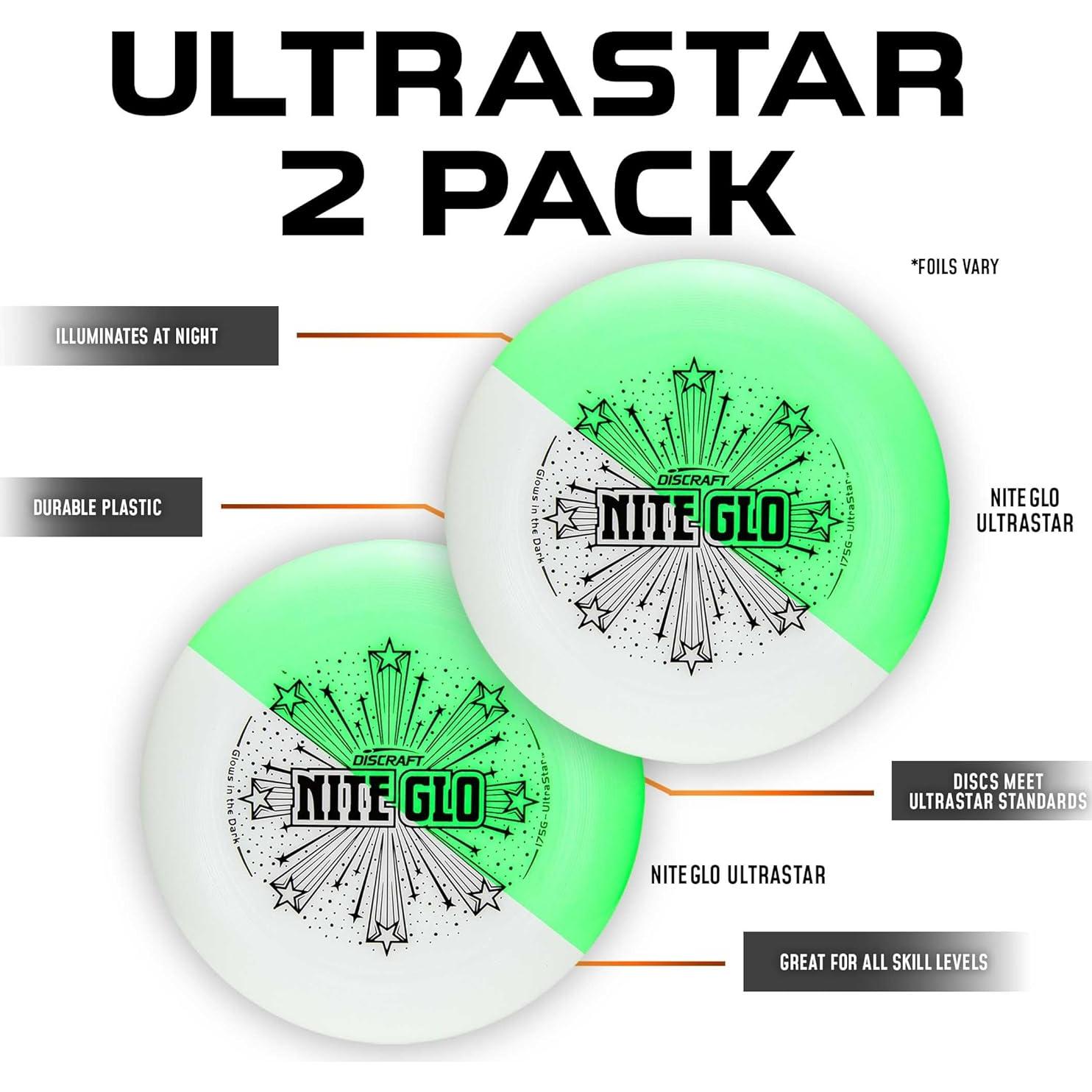 Discraft Ultra-Star Disco de Ultimate Nite Glo - Paquete de 2