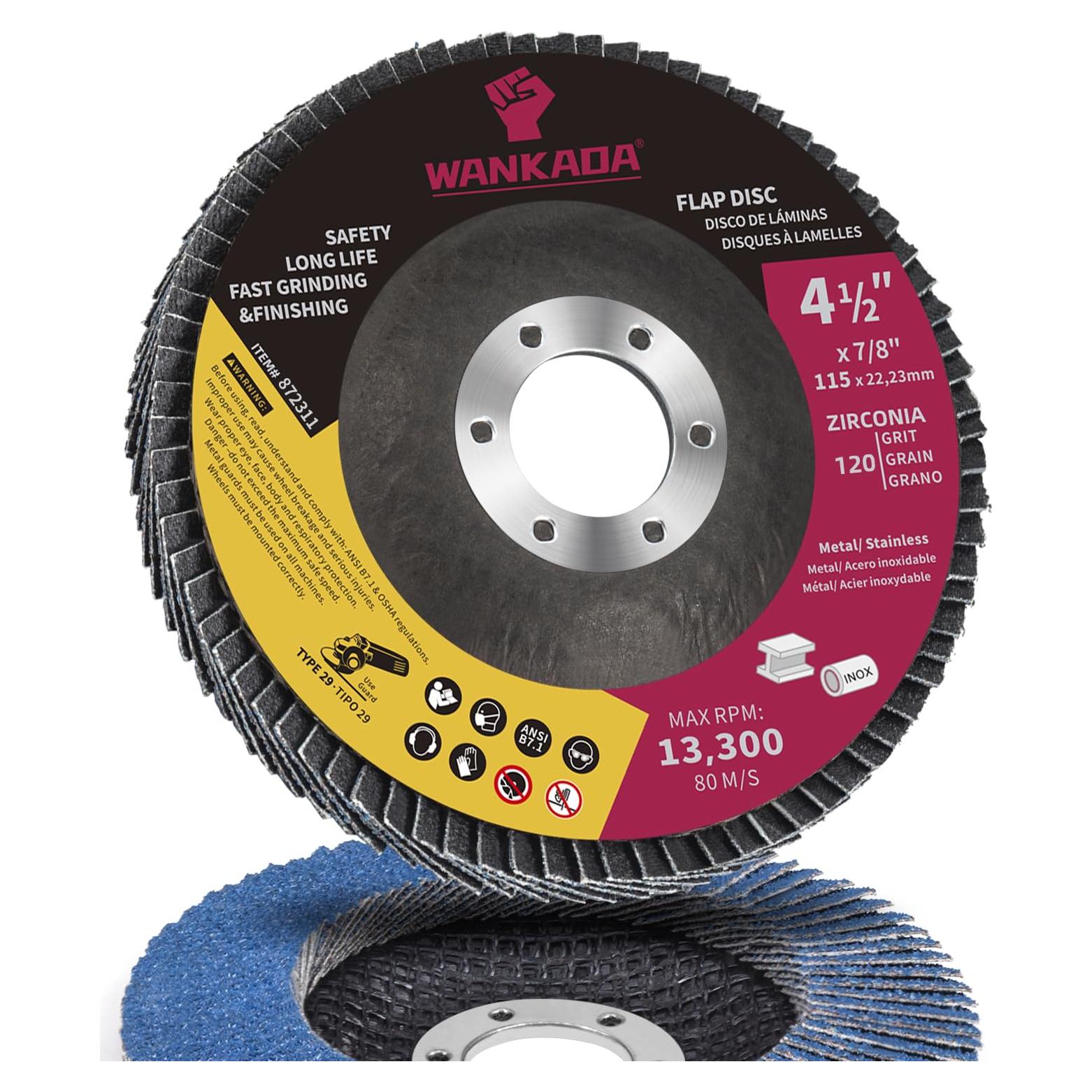 Disco de Lijado Abrasivo WANKADA 120 Granos 11.43 cm Tipo 29