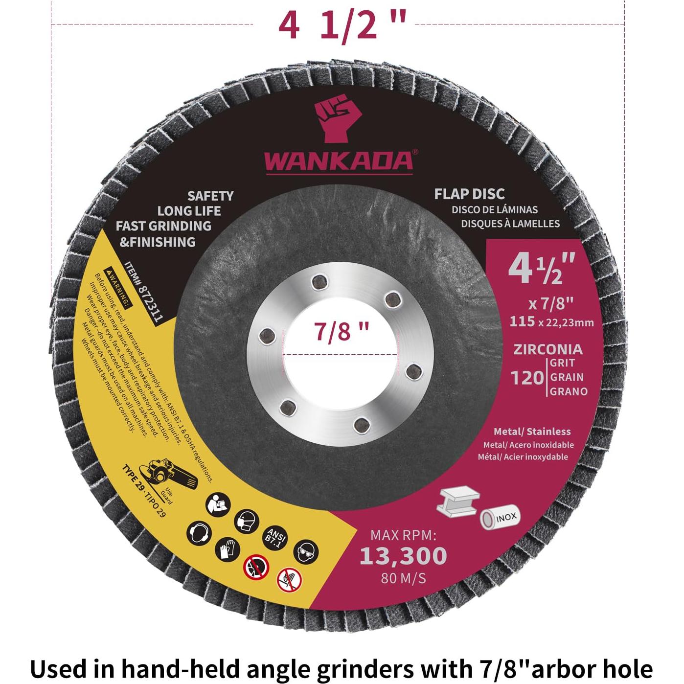 Disco de Lijado Abrasivo WANKADA 120 Granos 11.43 cm Tipo 29
