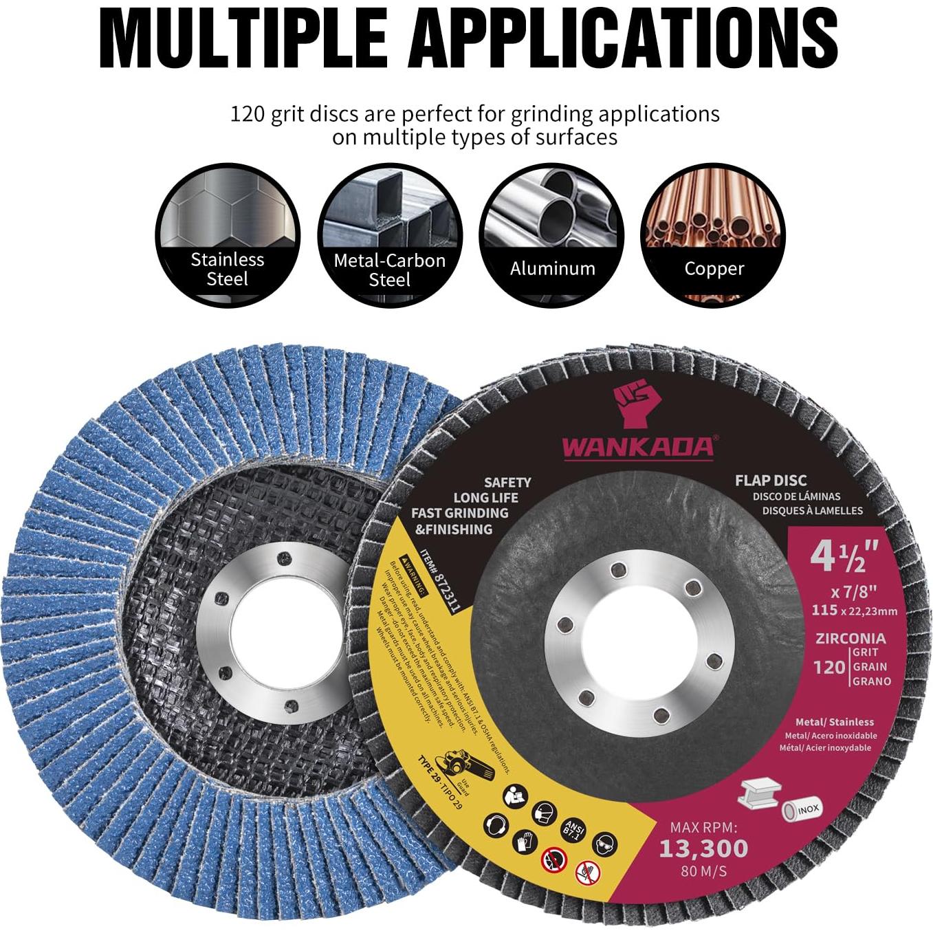 Disco de Lijado Abrasivo WANKADA 120 Granos 11.43 cm Tipo 29
