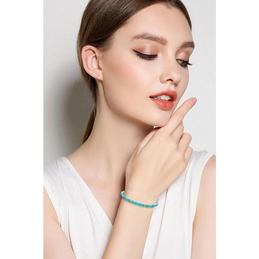 Pulsera de Turquesa Azul Heishi BONNY BOXX 2x4mm Unisex