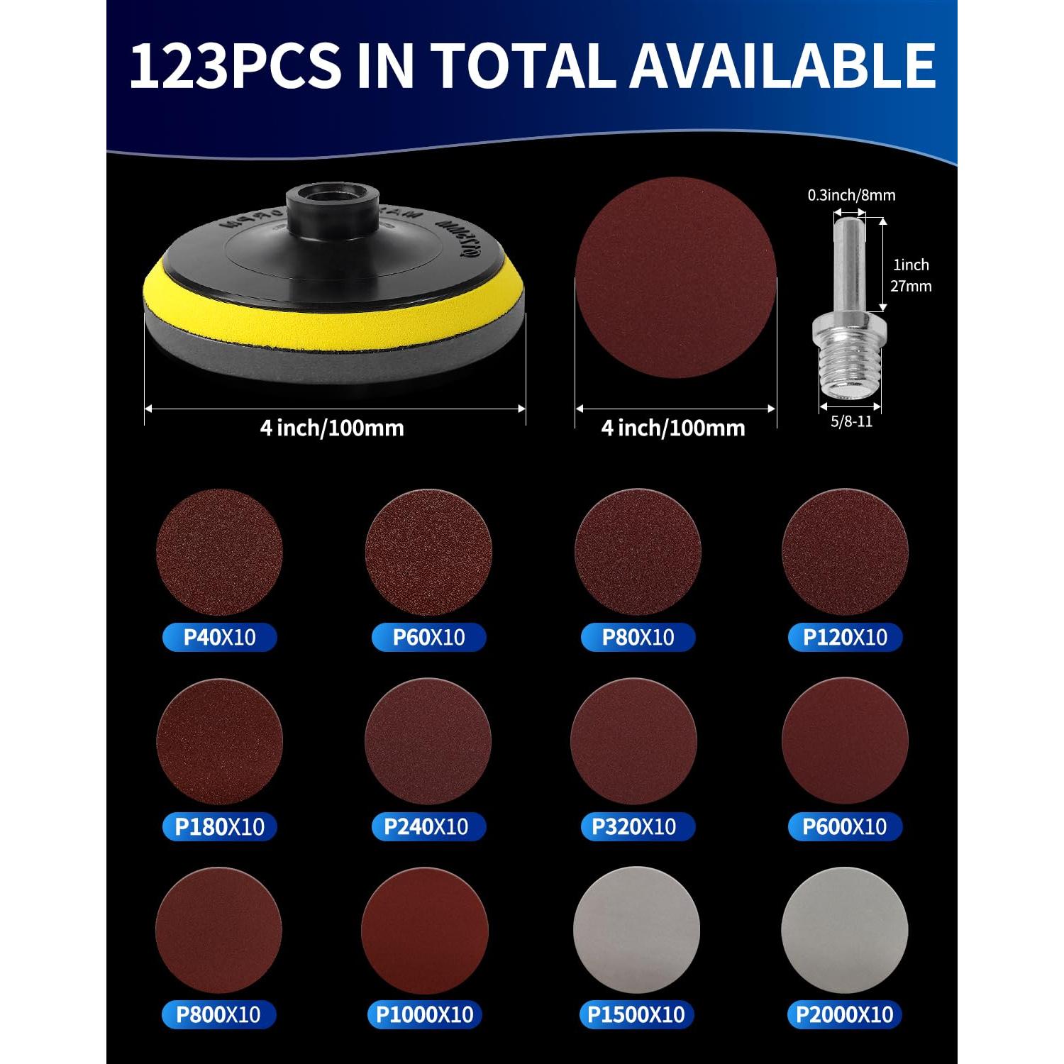 123 Discos de Lijado 4" Elechiakan para Amoladora Angular