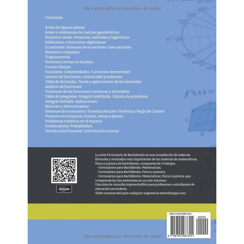 Formularios para bachillerato. Matemáticas (Spanish Edition)