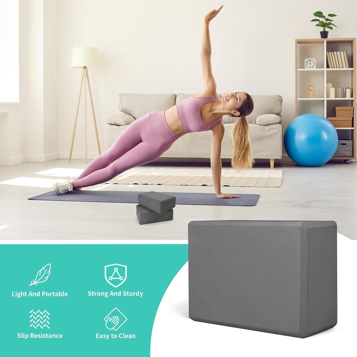 Bloques de Yoga H.J. Immbir 2 Pack Antideslizantes 23x15x8cm