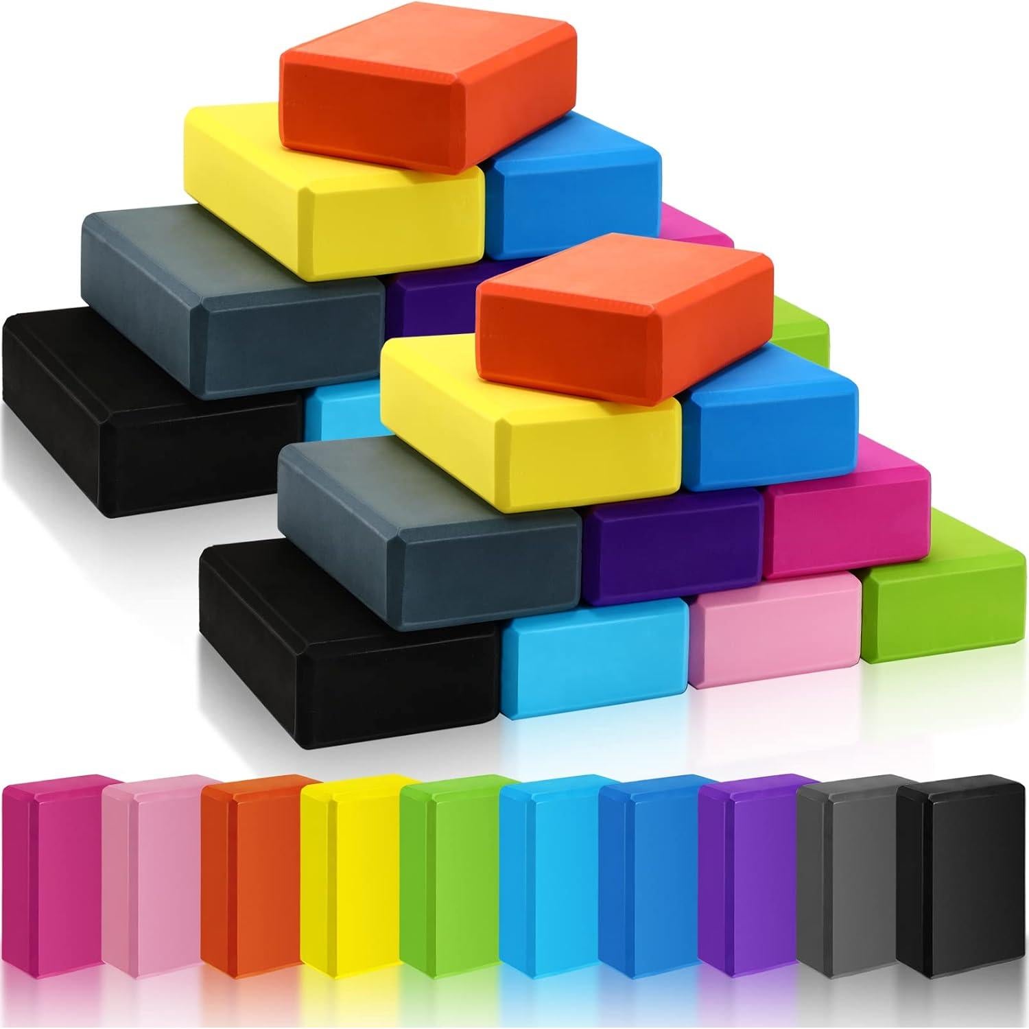 20 Bloques de Yoga EVA Yilloog Multicolor Antideslizantes 23x15x7.5cm