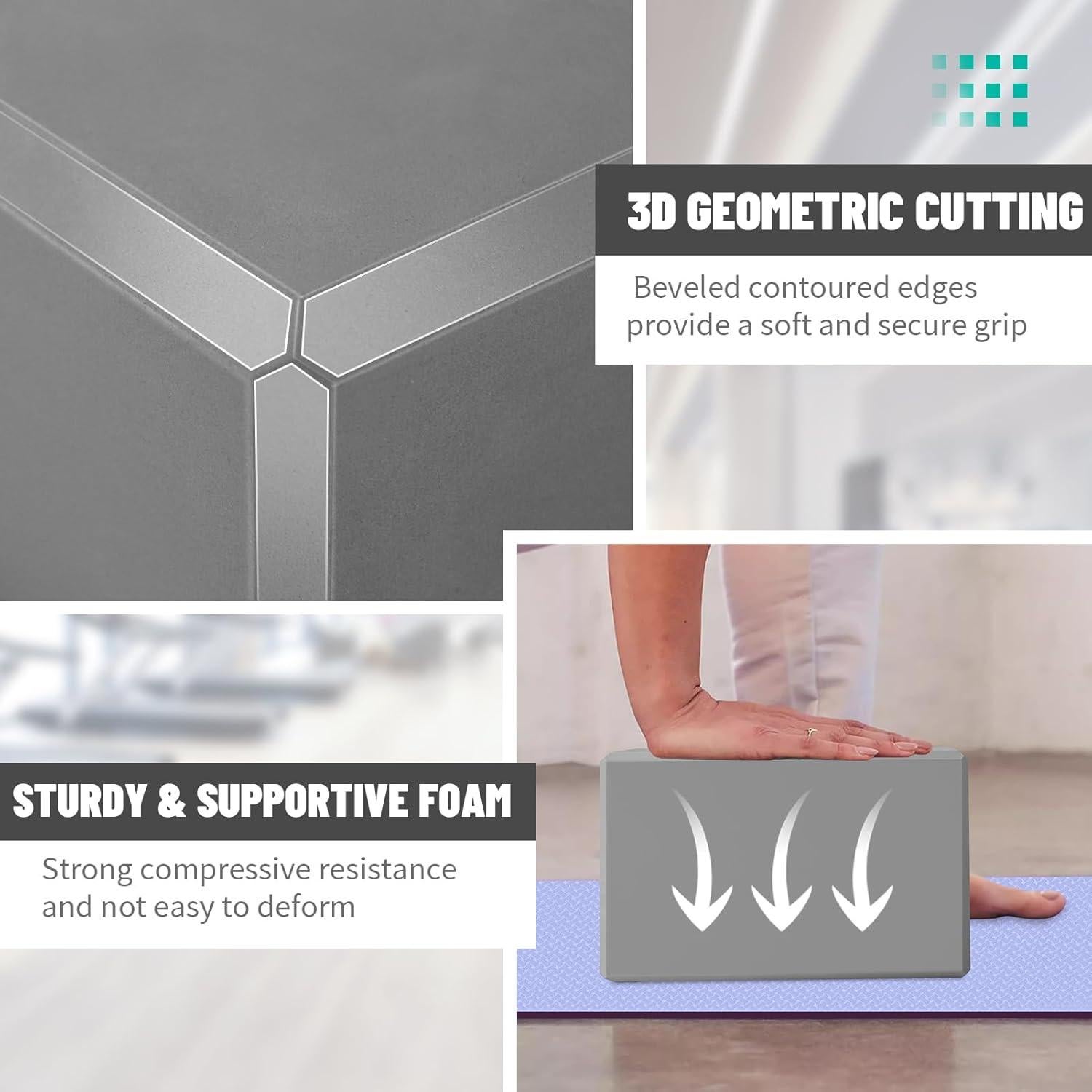 Bloque de Yoga Biguphate EVA Antideslizante Gris 23x17x7.7cm