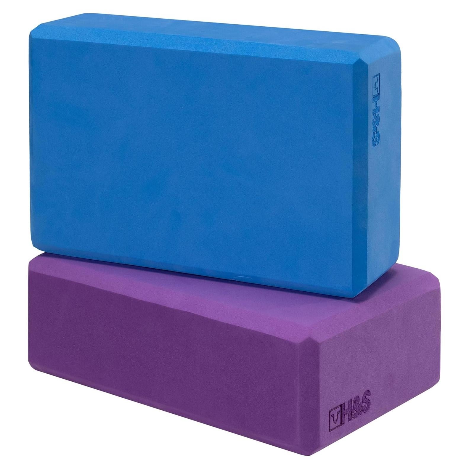 H&S Juego de 2 Bloques de Yoga EVA Alta Densidad Azul/Púrpura