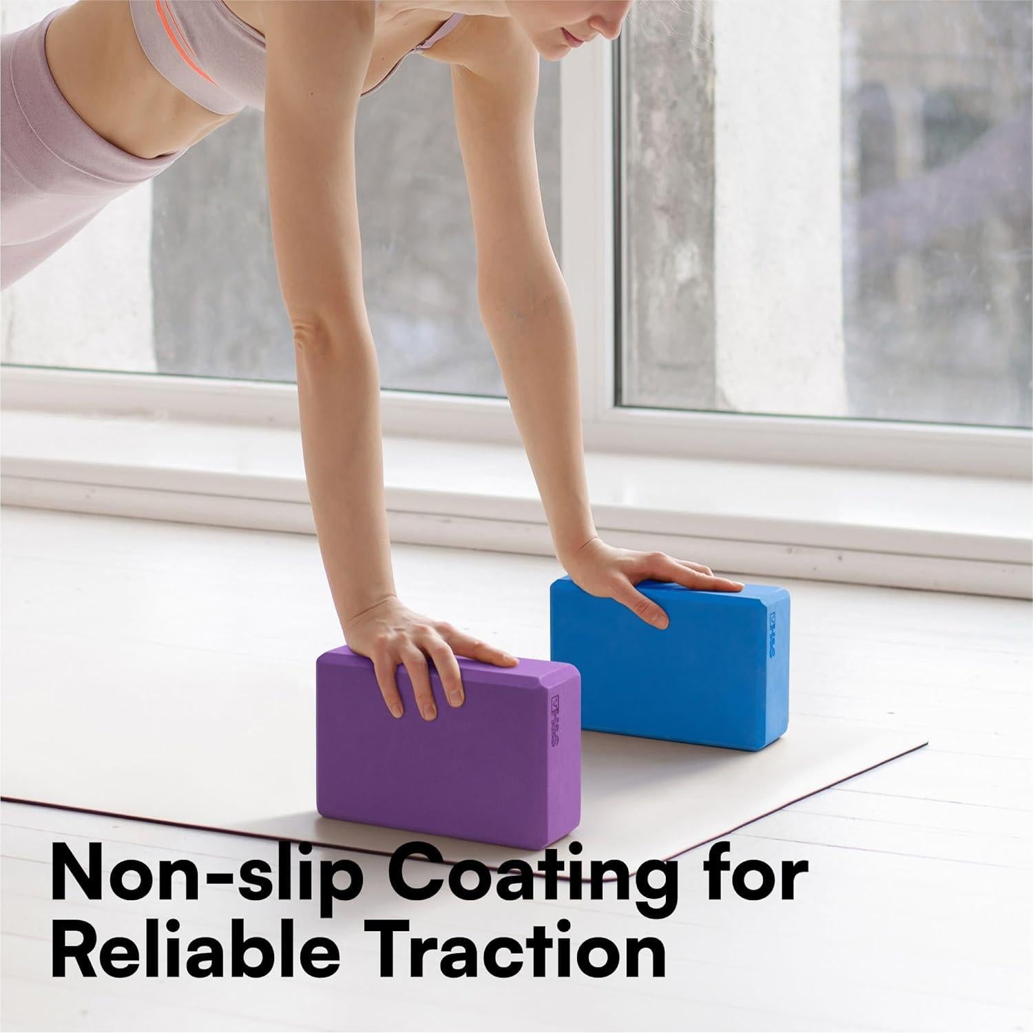 H&S Juego de 2 Bloques de Yoga EVA Alta Densidad Azul/Púrpura