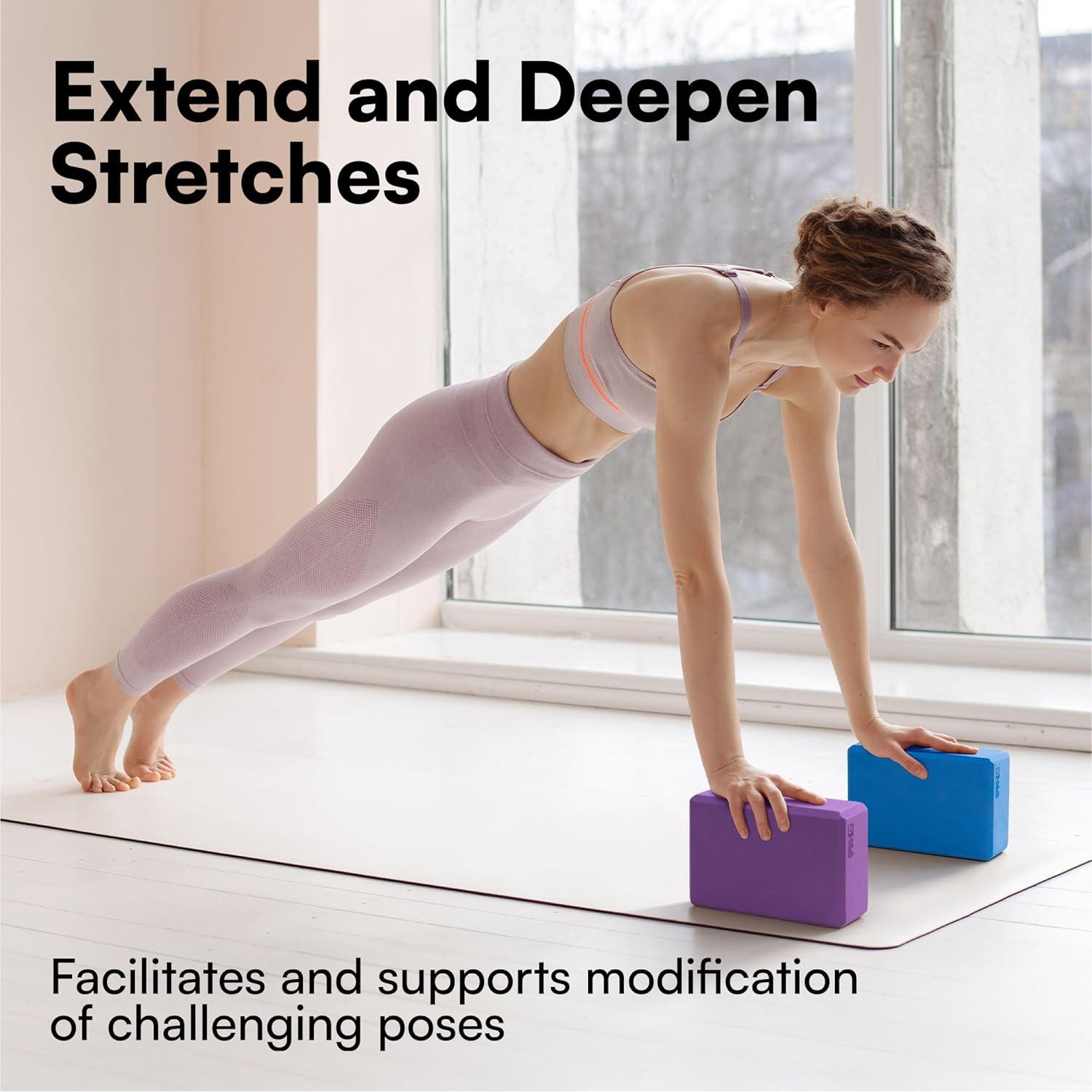 H&S Juego de 2 Bloques de Yoga EVA Alta Densidad Azul/Púrpura