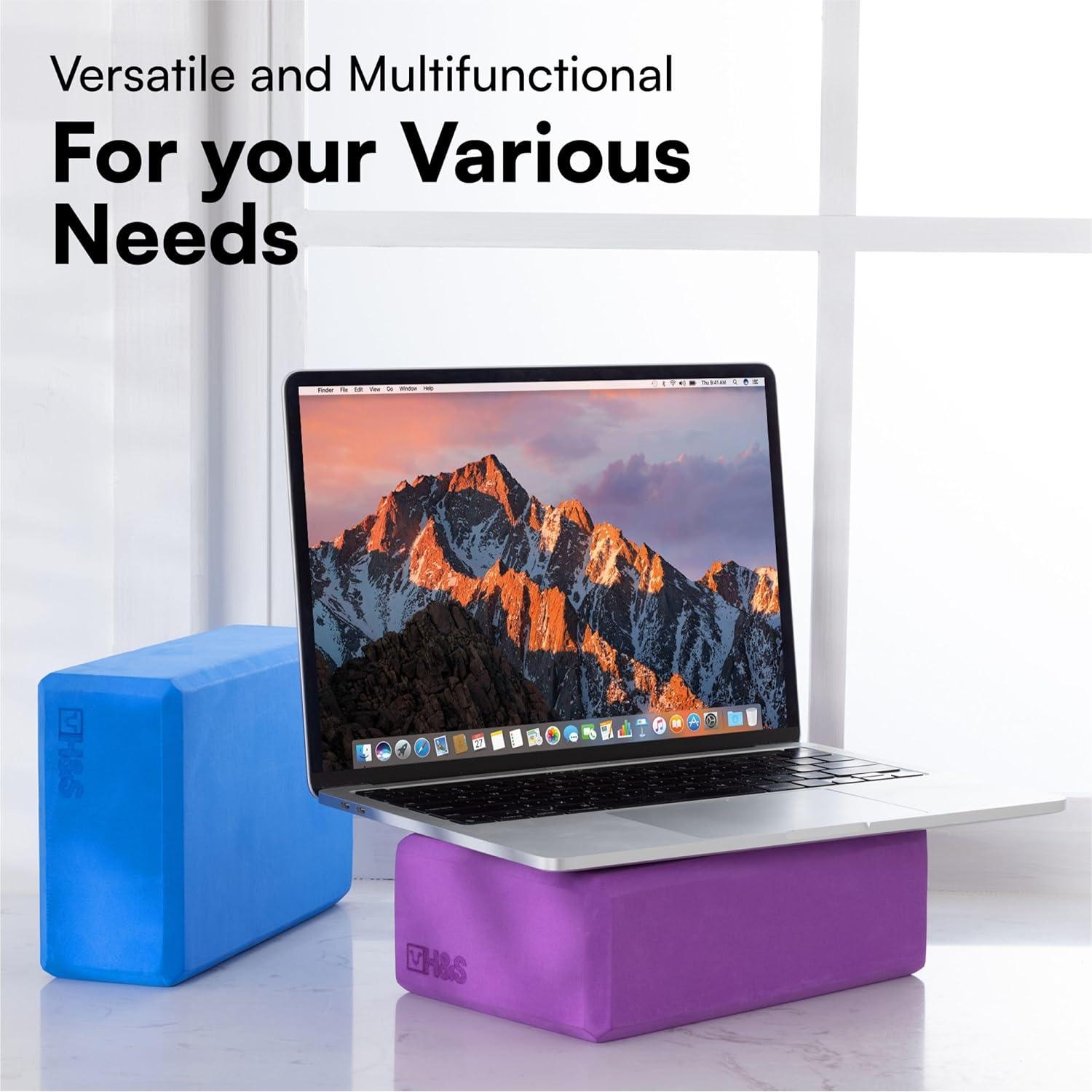 H&S Juego de 2 Bloques de Yoga EVA Alta Densidad Azul/Púrpura