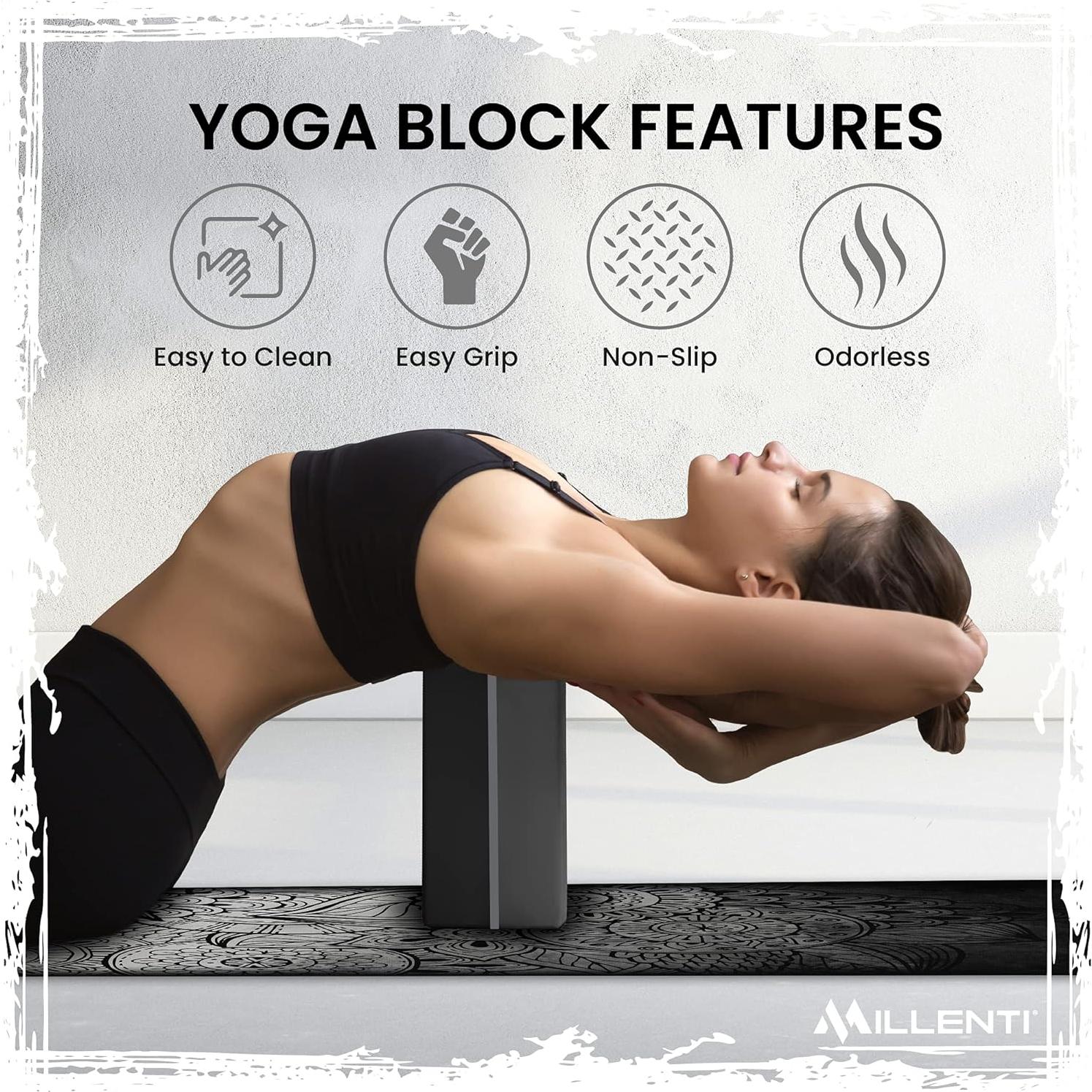 Bloque de Yoga Millenti Gris EVA Antideslizante 22.86x15.24x10.16 cm