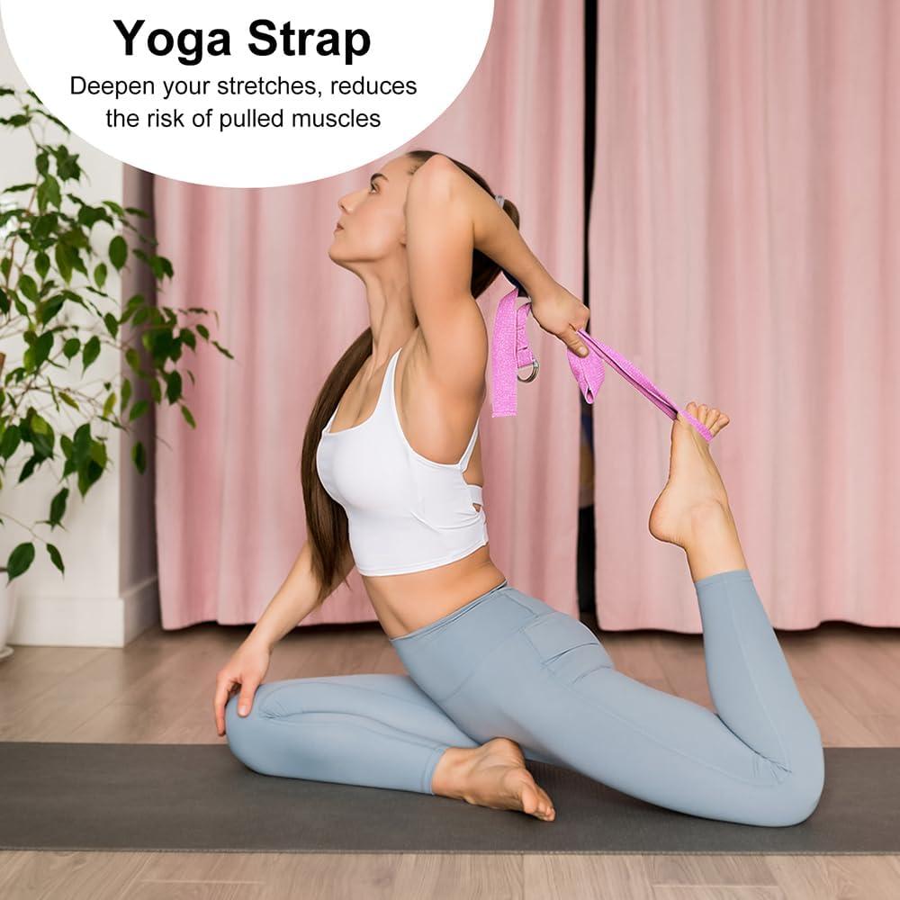 Juego de 2 Bloques de Yoga y Correa FHDUSRYO Rosa EVA 23x15x7.6cm