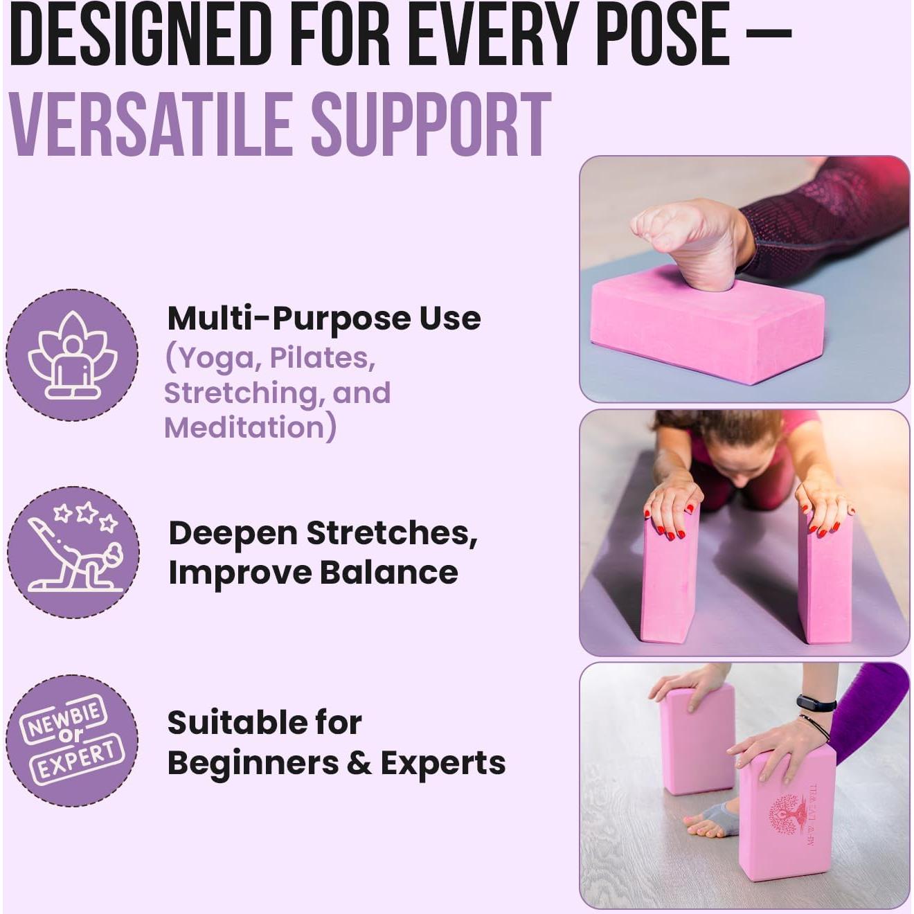 Bloques de Yoga MHW - VIVE BIEN Rosa EVA Doble 23x15x7.5cm