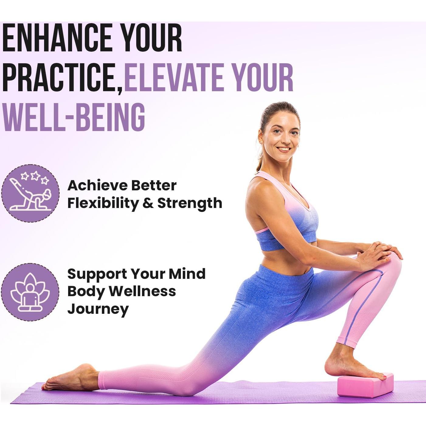 Bloques de Yoga MHW - VIVE BIEN Rosa EVA Doble 23x15x7.5cm