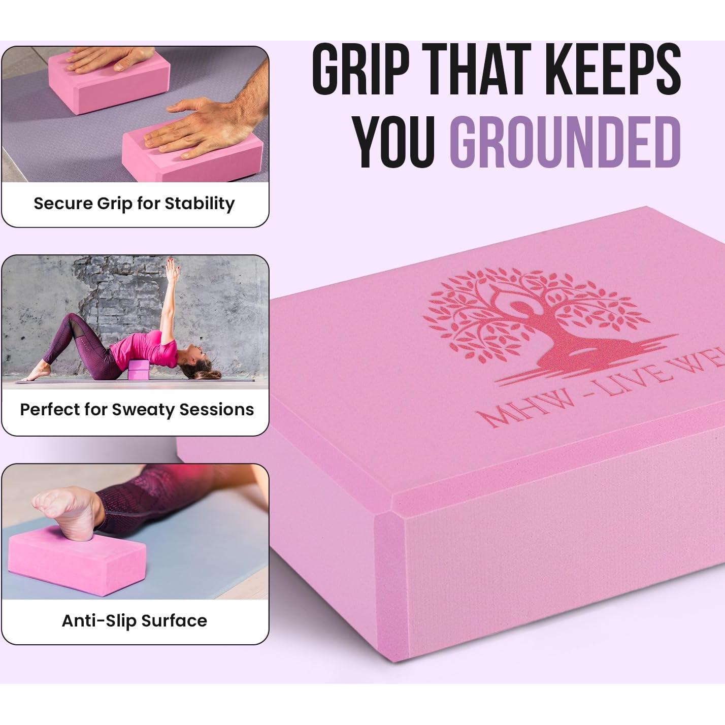 Bloques de Yoga MHW - VIVE BIEN Rosa EVA Doble 23x15x7.5cm