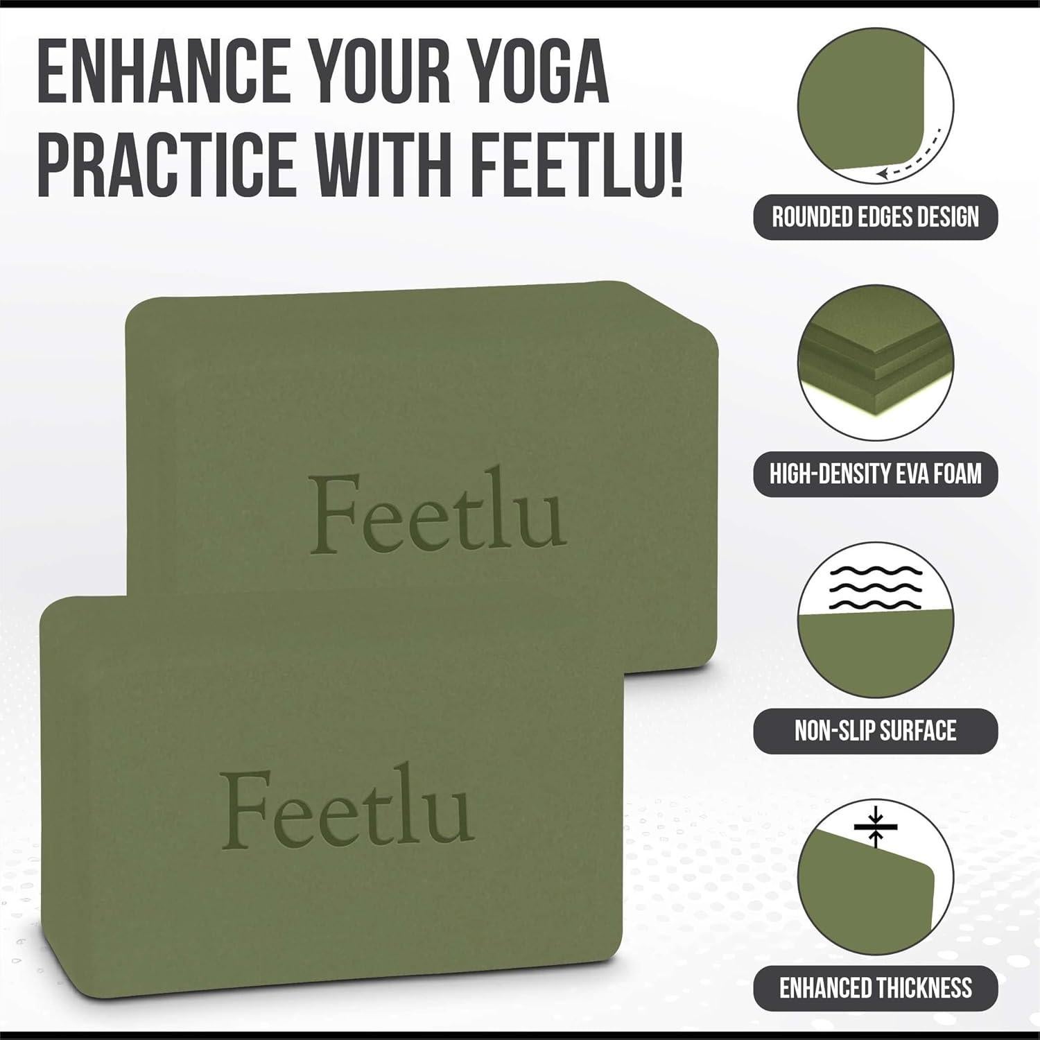 Bloques de Yoga Feetlu 2-Pack EVA Antideslizante 23x15x10cm