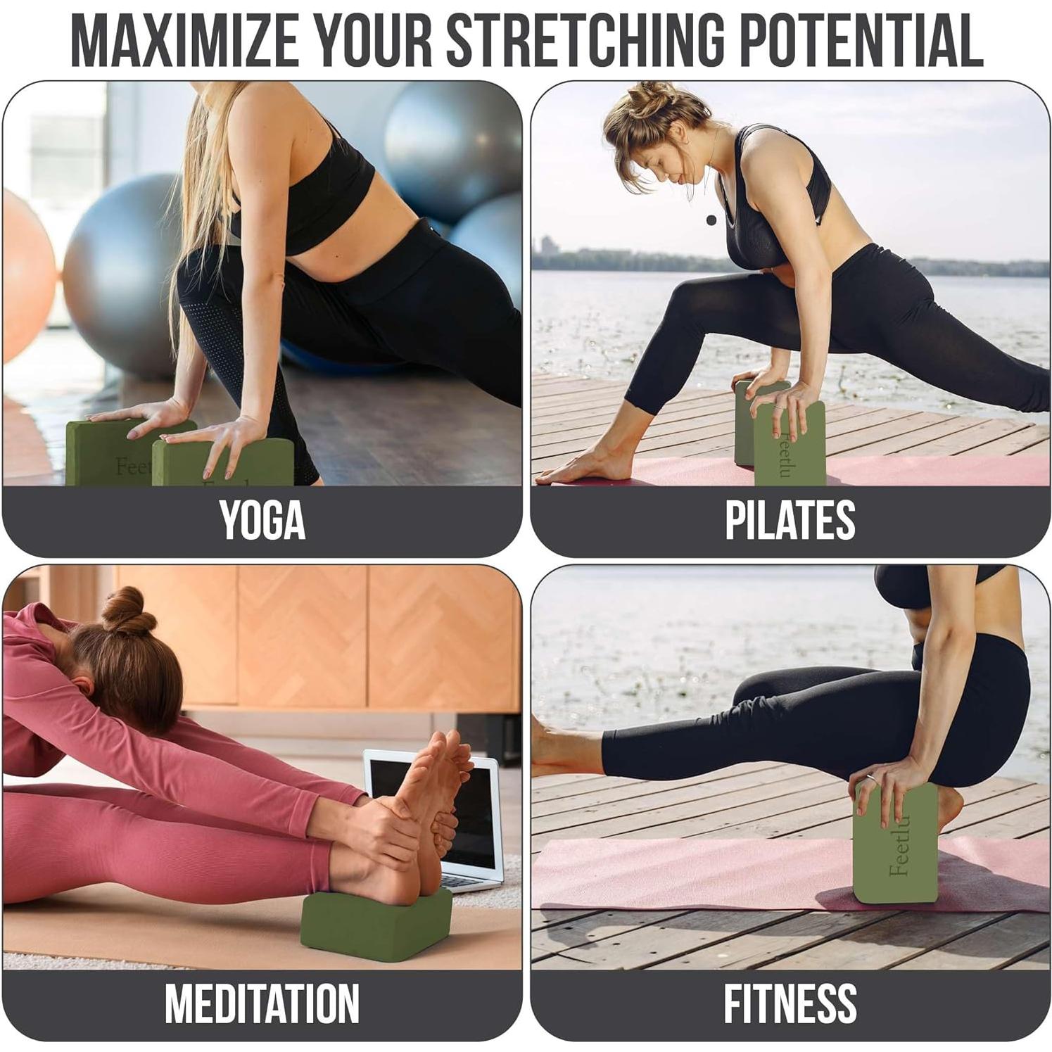 Bloques de Yoga Feetlu 2-Pack EVA Antideslizante 23x15x10cm