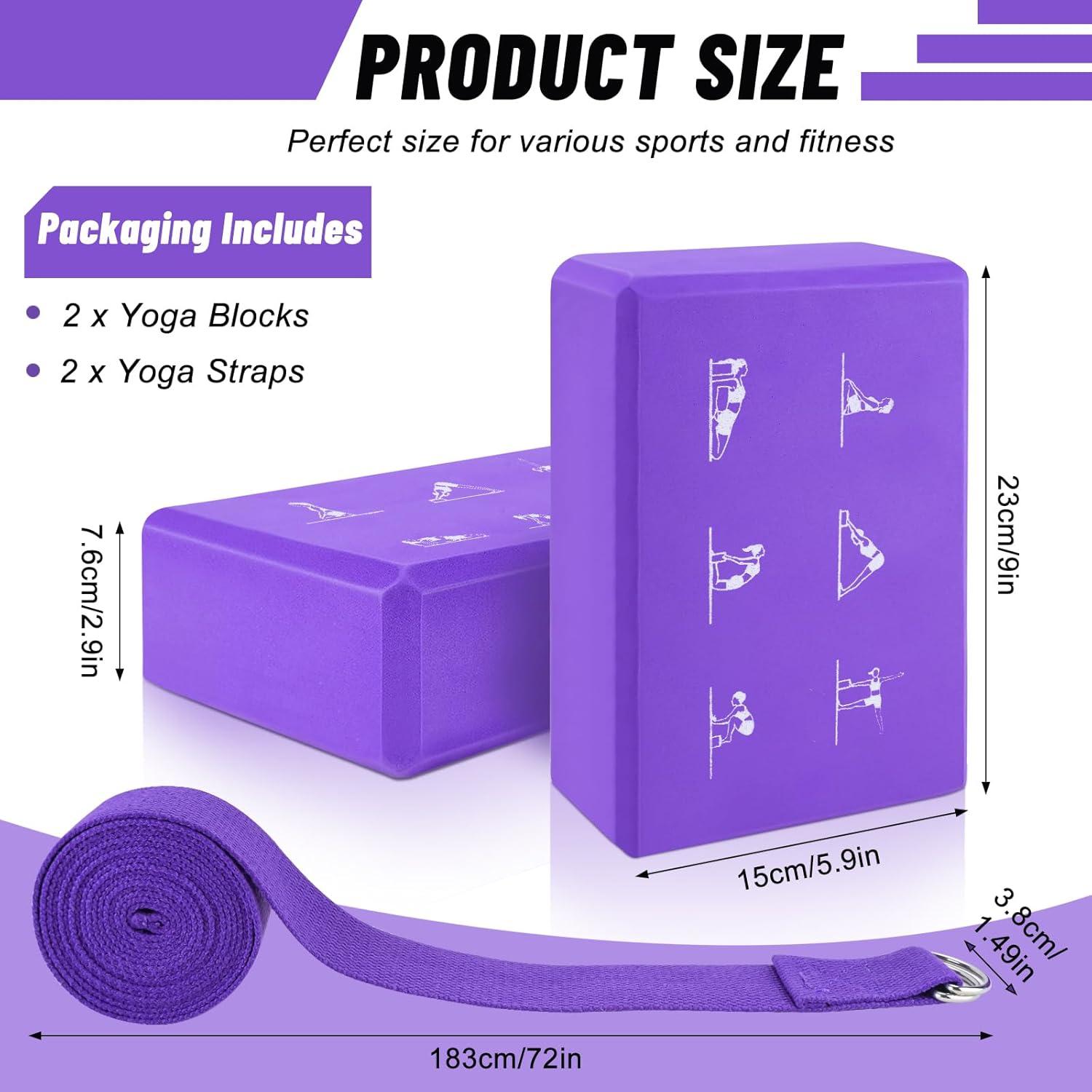 Set de Bloques de Yoga RETON 2 Piezas + 2 Correas Antideslizantes