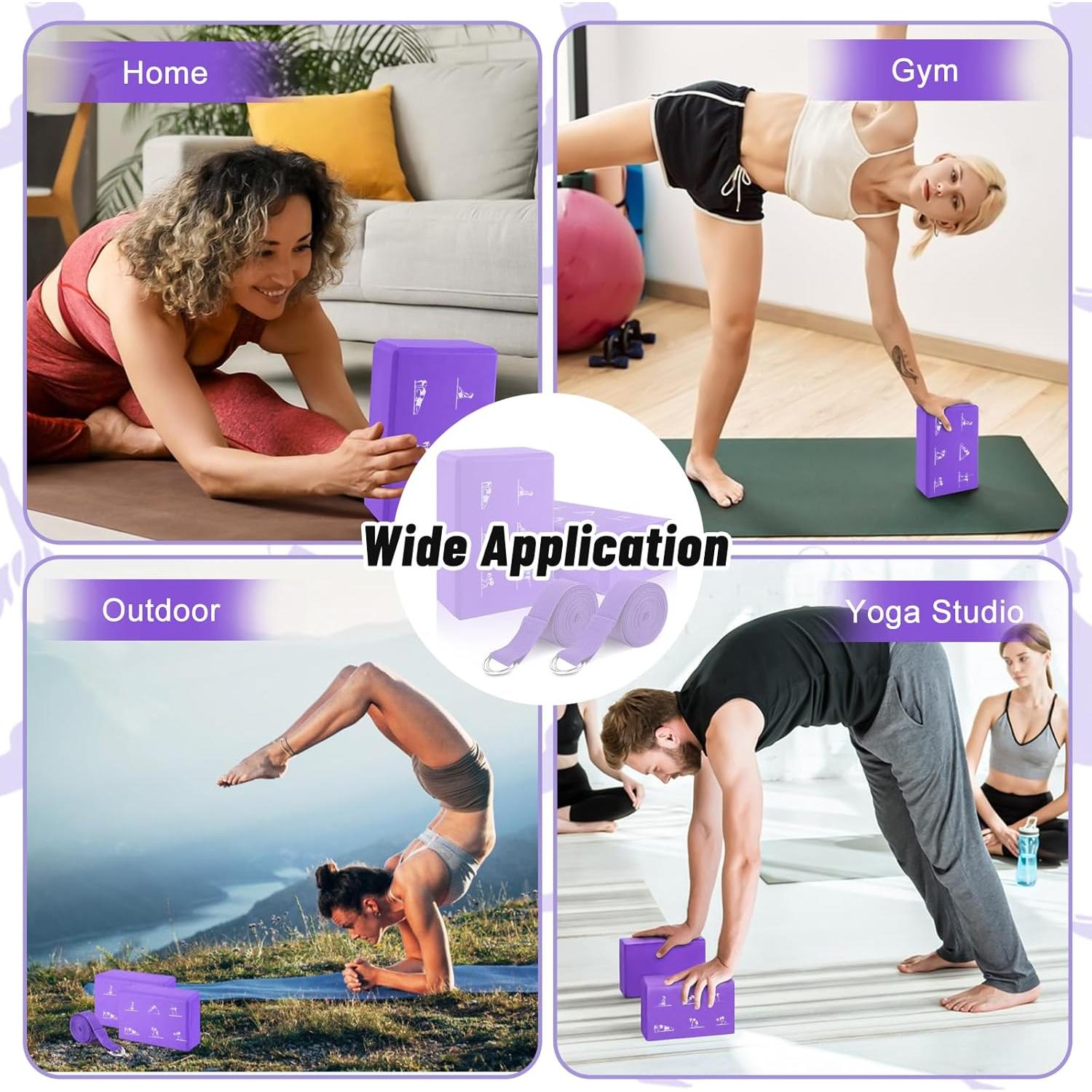 Set de Bloques de Yoga RETON 2 Piezas + 2 Correas Antideslizantes