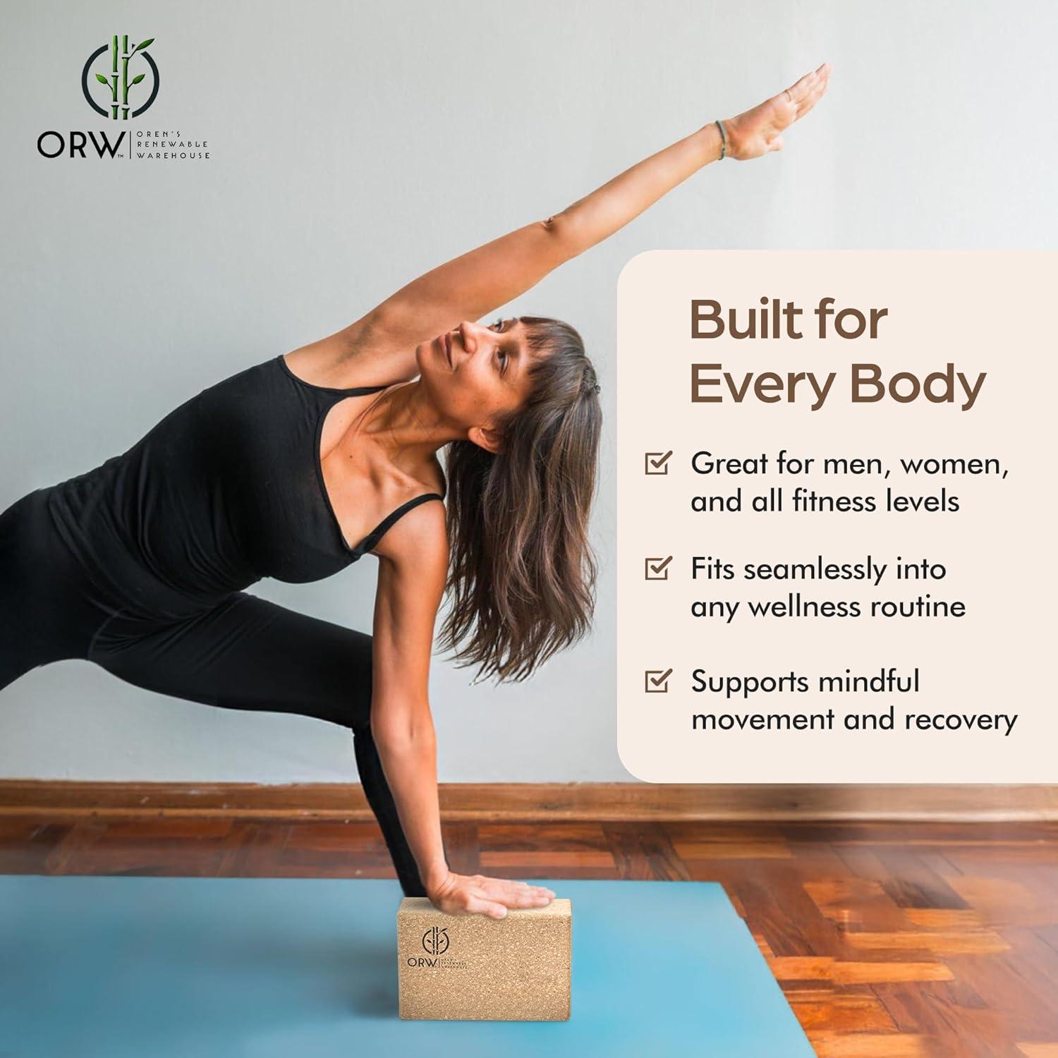 Bloque de Yoga de Corcho Natural ORW 22.86x15.24x7.62 cm Antideslizante