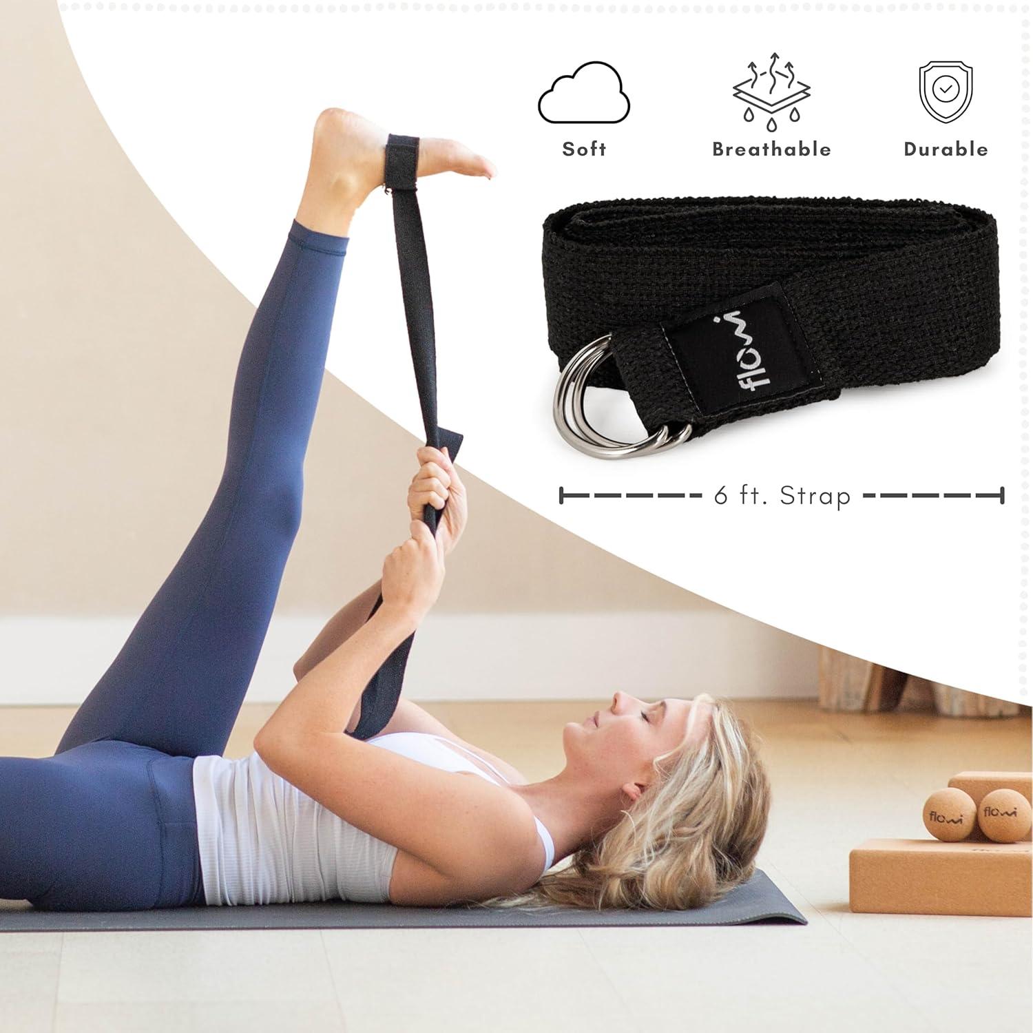 Bloques de Yoga de Corcho Natural Flowi - 2 Piezas con Correa