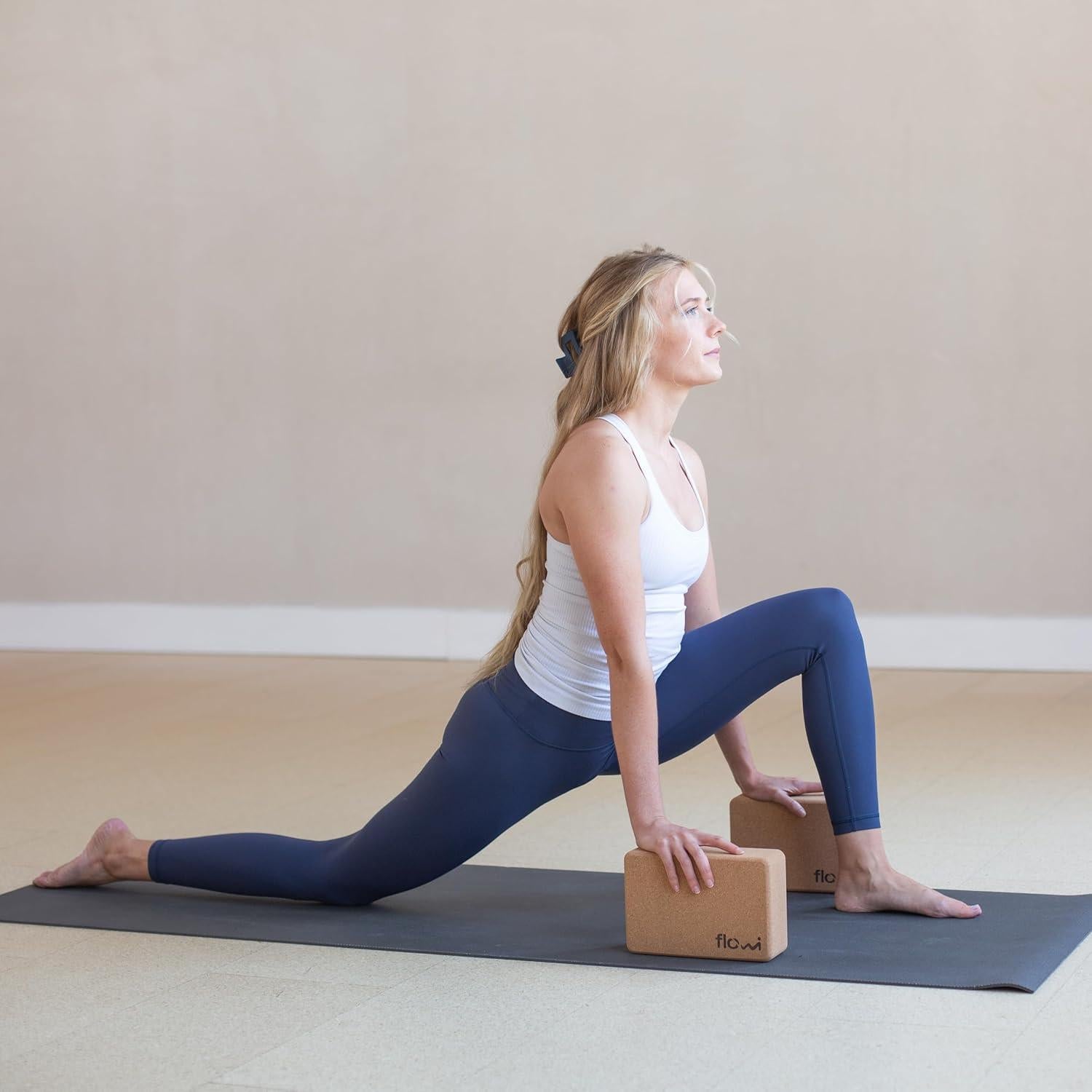 Bloques de Yoga de Corcho Natural Flowi - 2 Piezas con Correa