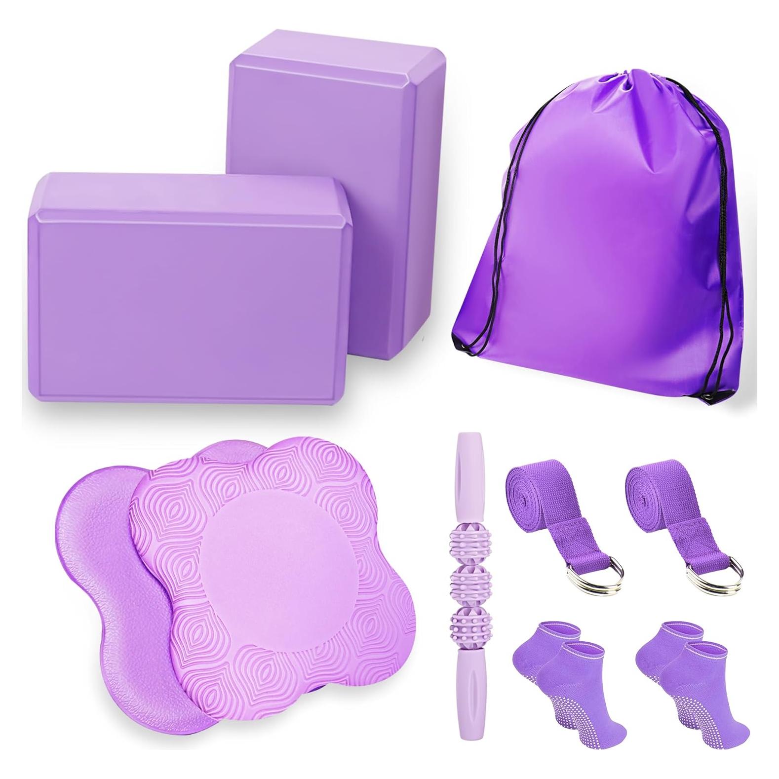 Juego de Accesorios de Yoga SAMTKA - 2 Bloques, Almohadillas, Rodillo