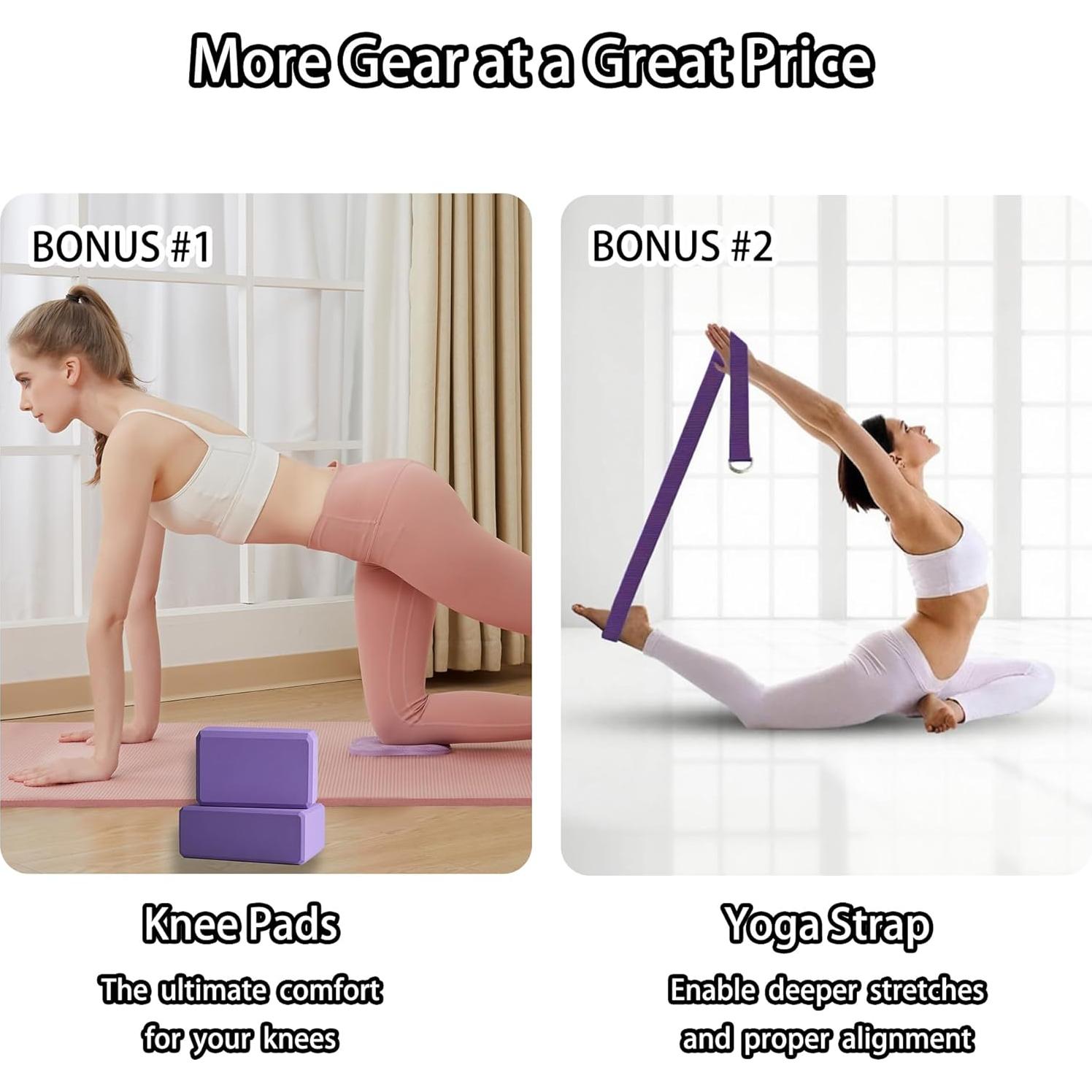 Juego de Accesorios de Yoga SAMTKA - 2 Bloques, Almohadillas, Rodillo