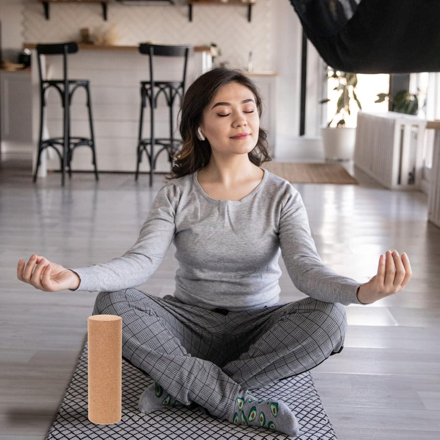 Rodillo de Corcho para Yoga Gatuida 30x10 cm Masaje Muscular