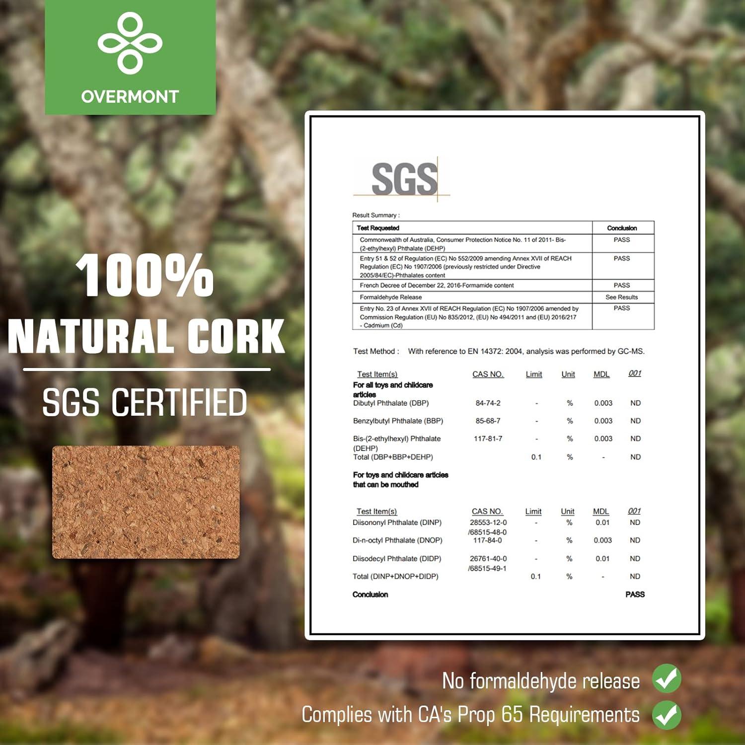 Bloques de Yoga de Corcho Overmont 2 Piezas con Correa 2.44m