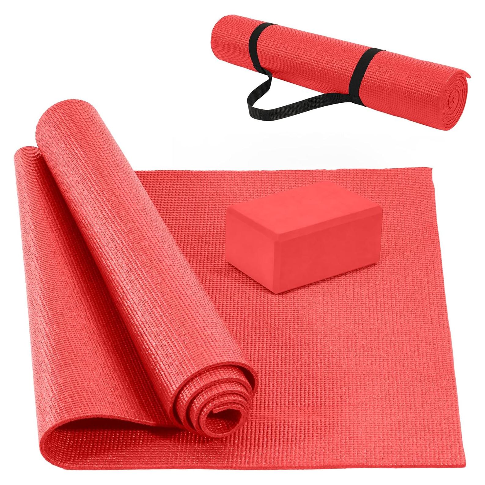 Alfombrilla de Yoga Fitvids Antidesgarro 0.635 cm Roja