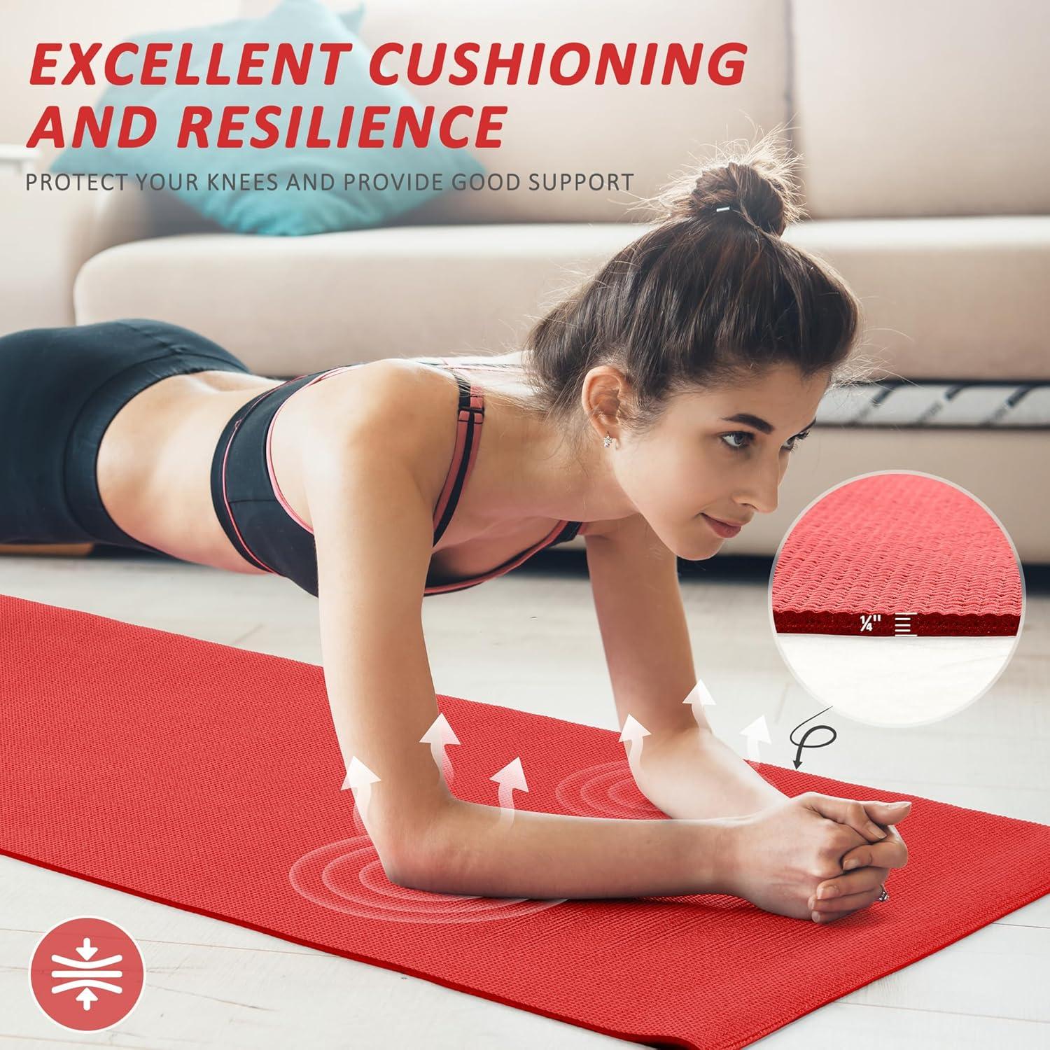 Alfombrilla de Yoga Fitvids Antidesgarro 0.635 cm Roja