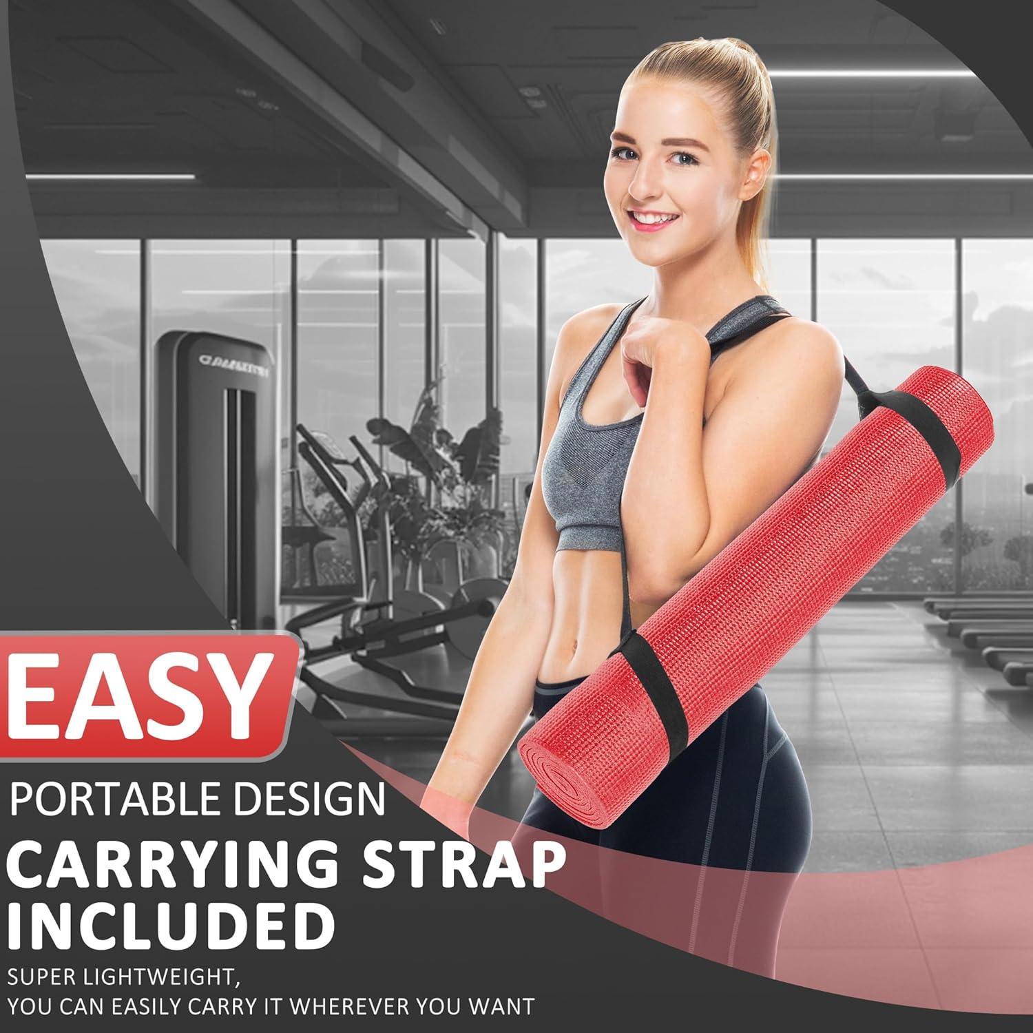 Alfombrilla de Yoga Fitvids Antidesgarro 0.635 cm Roja